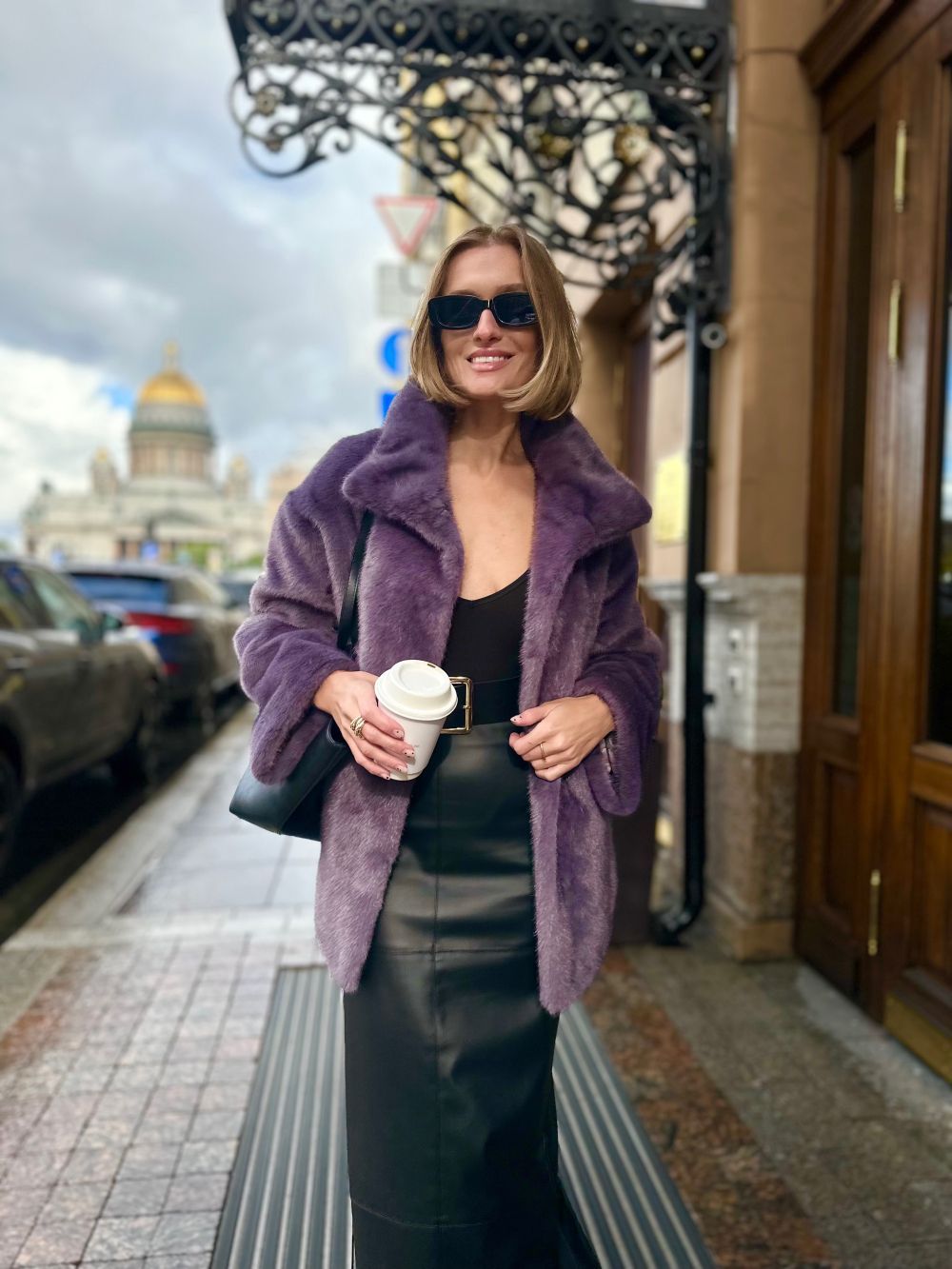 Шуба Accent из искусственного эко меха от ANSE, Сиреневый цвет, размер S, M, L, XL, XXL, , .