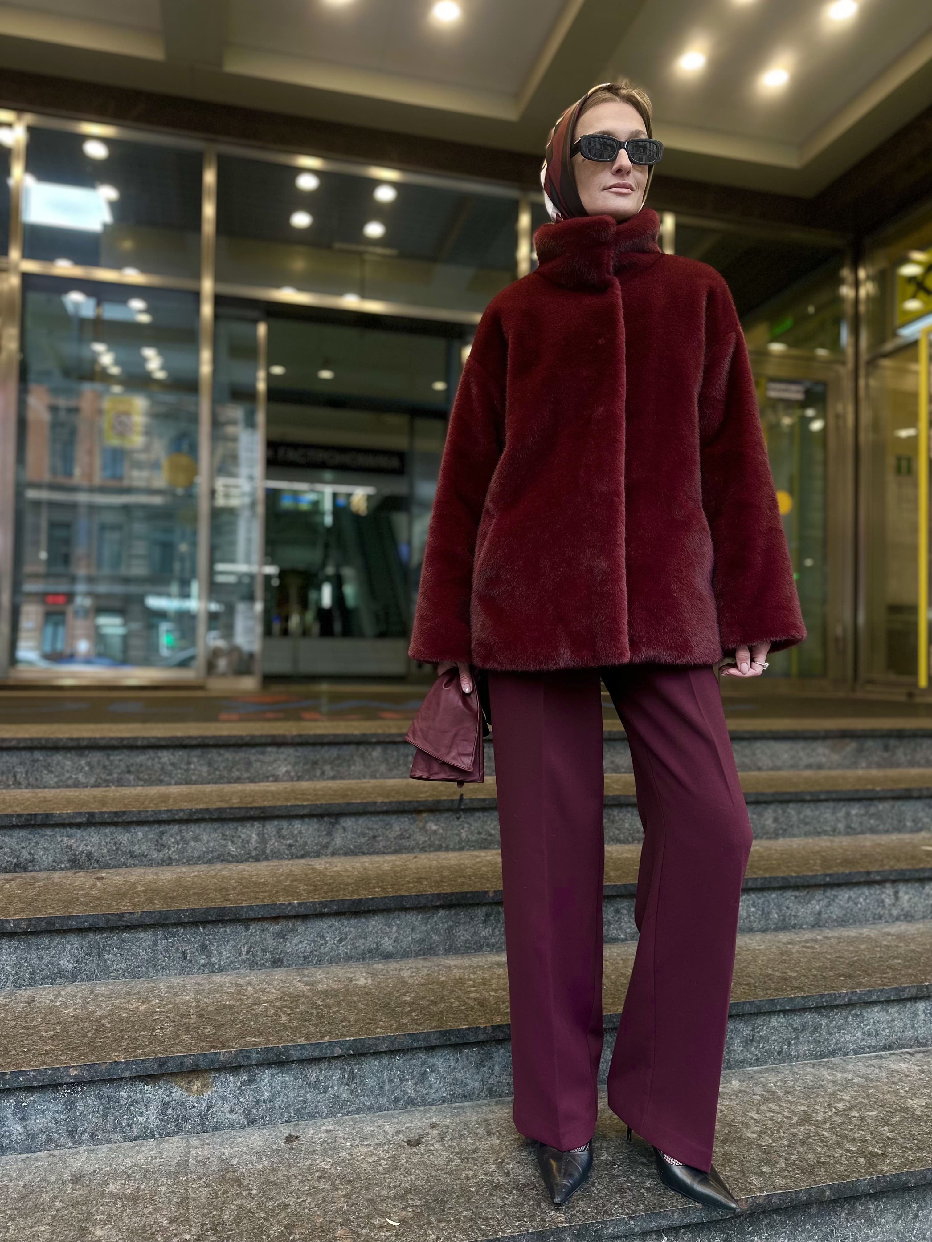 Шуба Marsala из искусственного эко меха от ANSE, Вишнёвый цвет, размер S, M, L, XL, , .