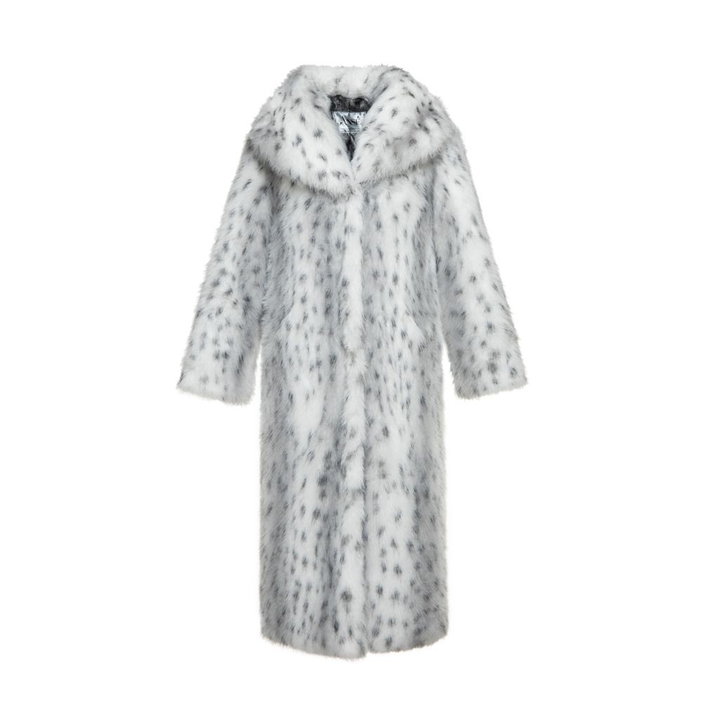 Шуба Silver из искусственного эко меха от ANSE, Снежный барс цвет, размер S, M, L, XL, XXL, , 100% акрил.