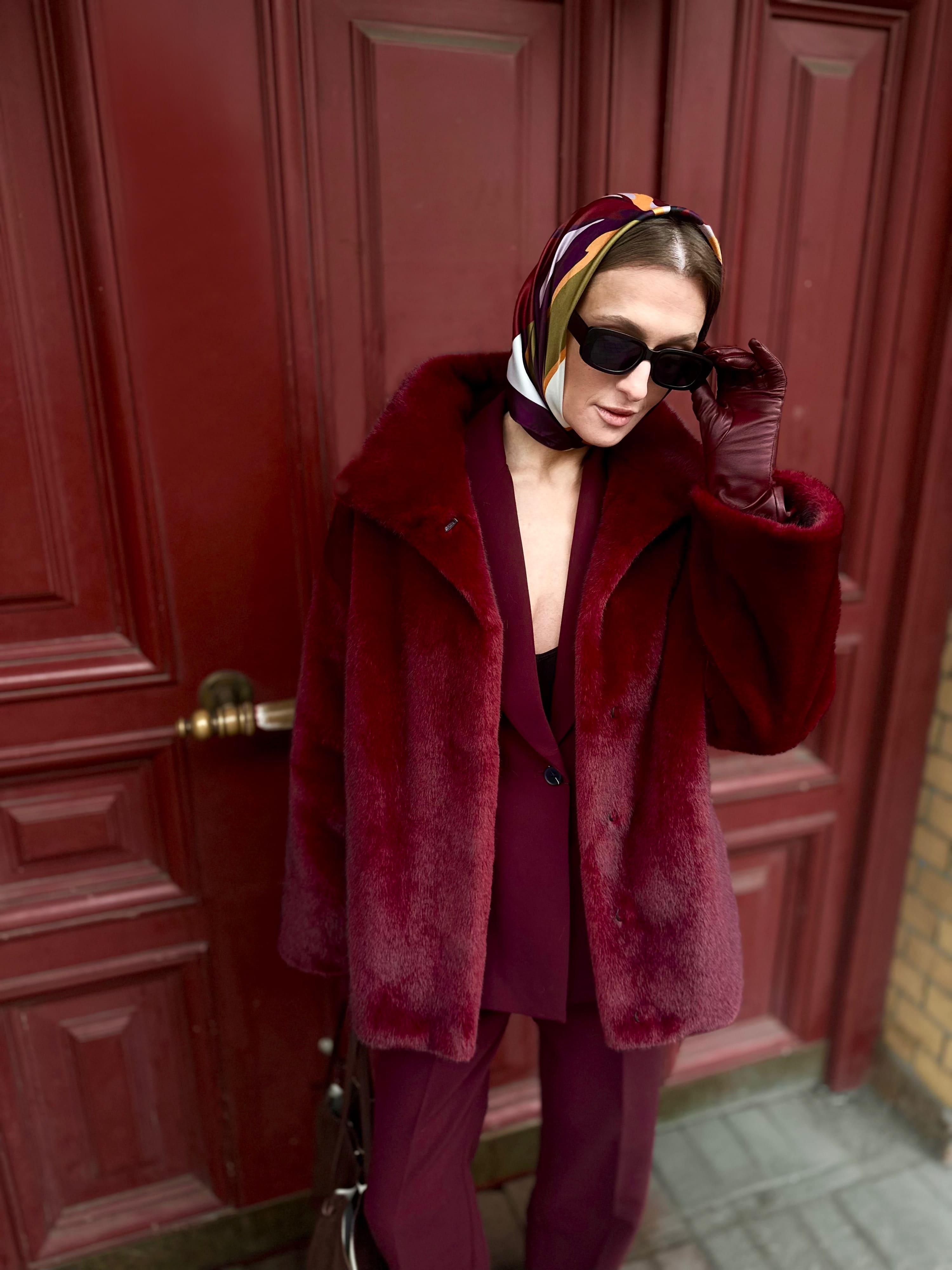 Шуба Marsala из искусственного эко меха от ANSE, Вишнёвый цвет, размер S, M, L, XL, , .