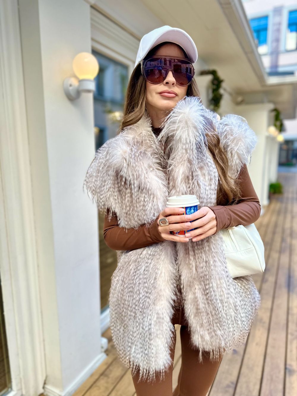 Жилет Star из искусственного эко меха от ANSE, Серо-бежевый цвет, размер S, M, L, XL, , .