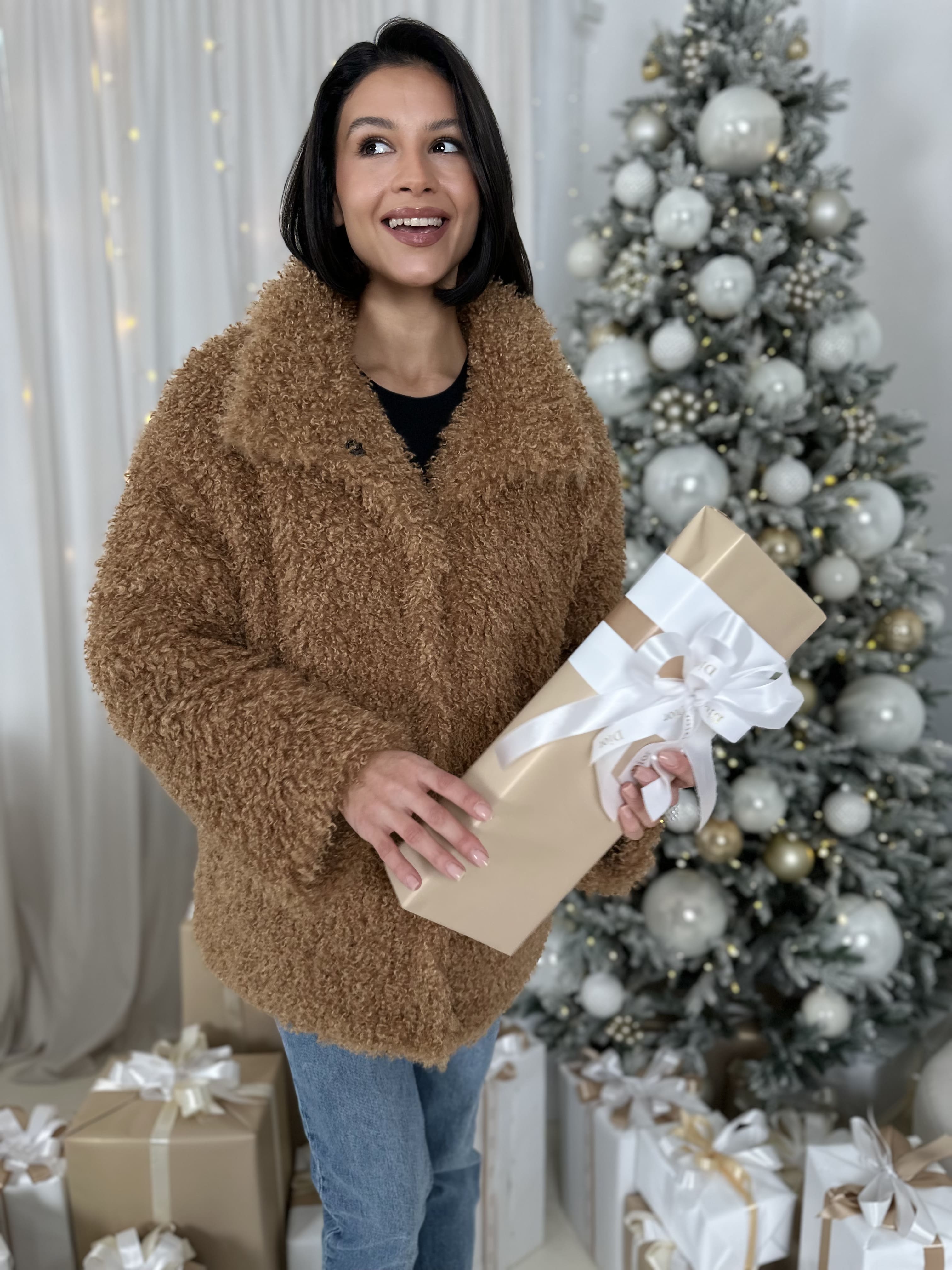 Шуба Browny из искусственного эко меха от ANSE, Карамельный  цвет, размер S, M, L, XL, , .