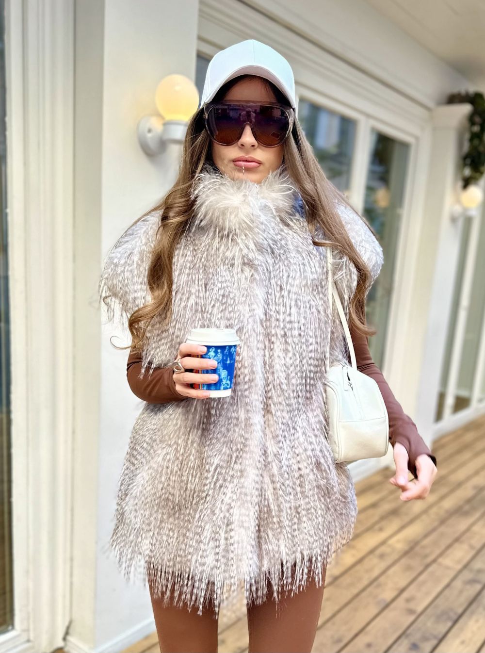 Жилет Star из искусственного эко меха от ANSE, Серо-бежевый цвет, размер S, M, L, XL, , .