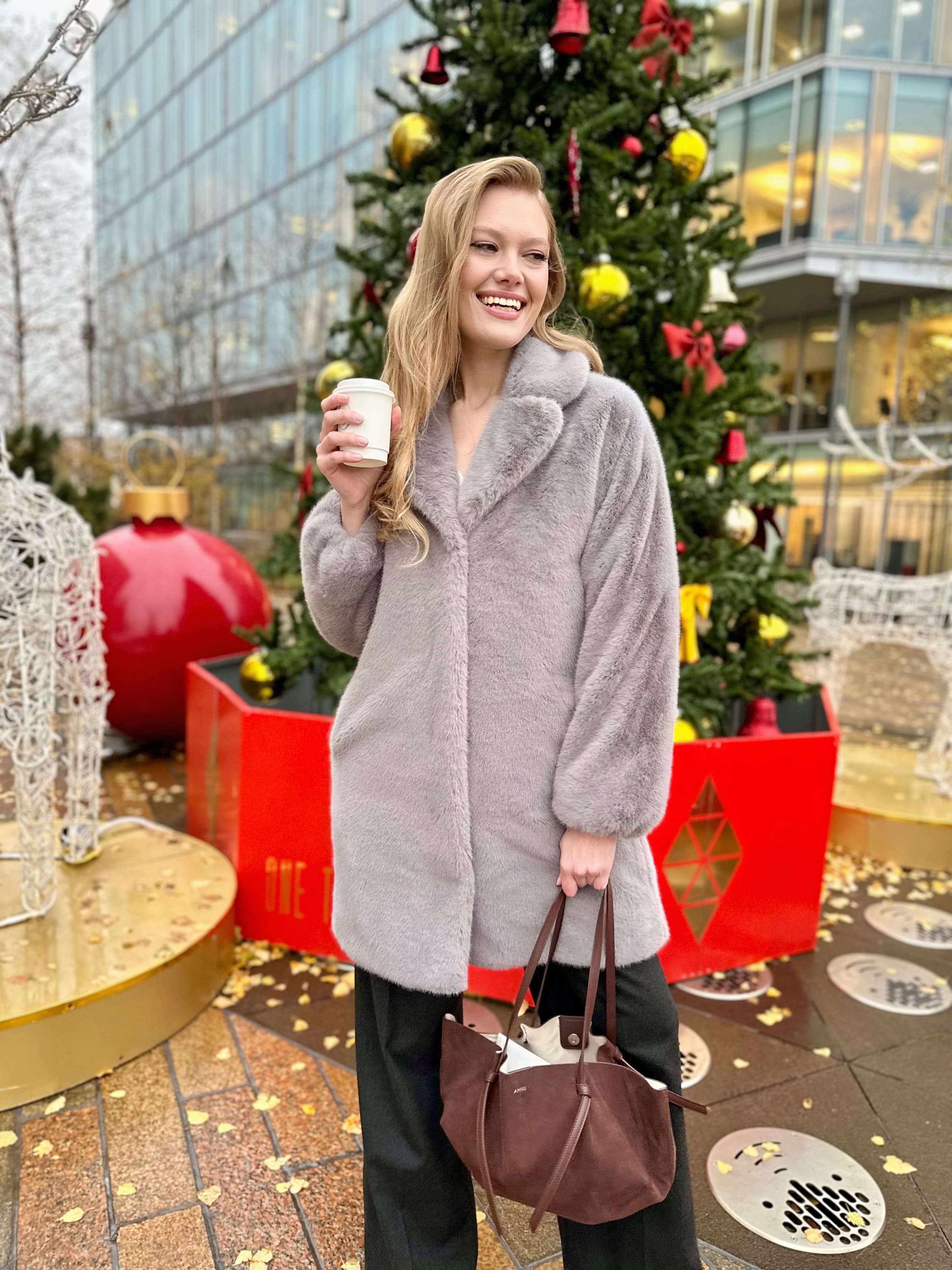 Шуба Path из искусственного эко меха от ANSE, Графит цвет, размер S, M, L, XL, , .