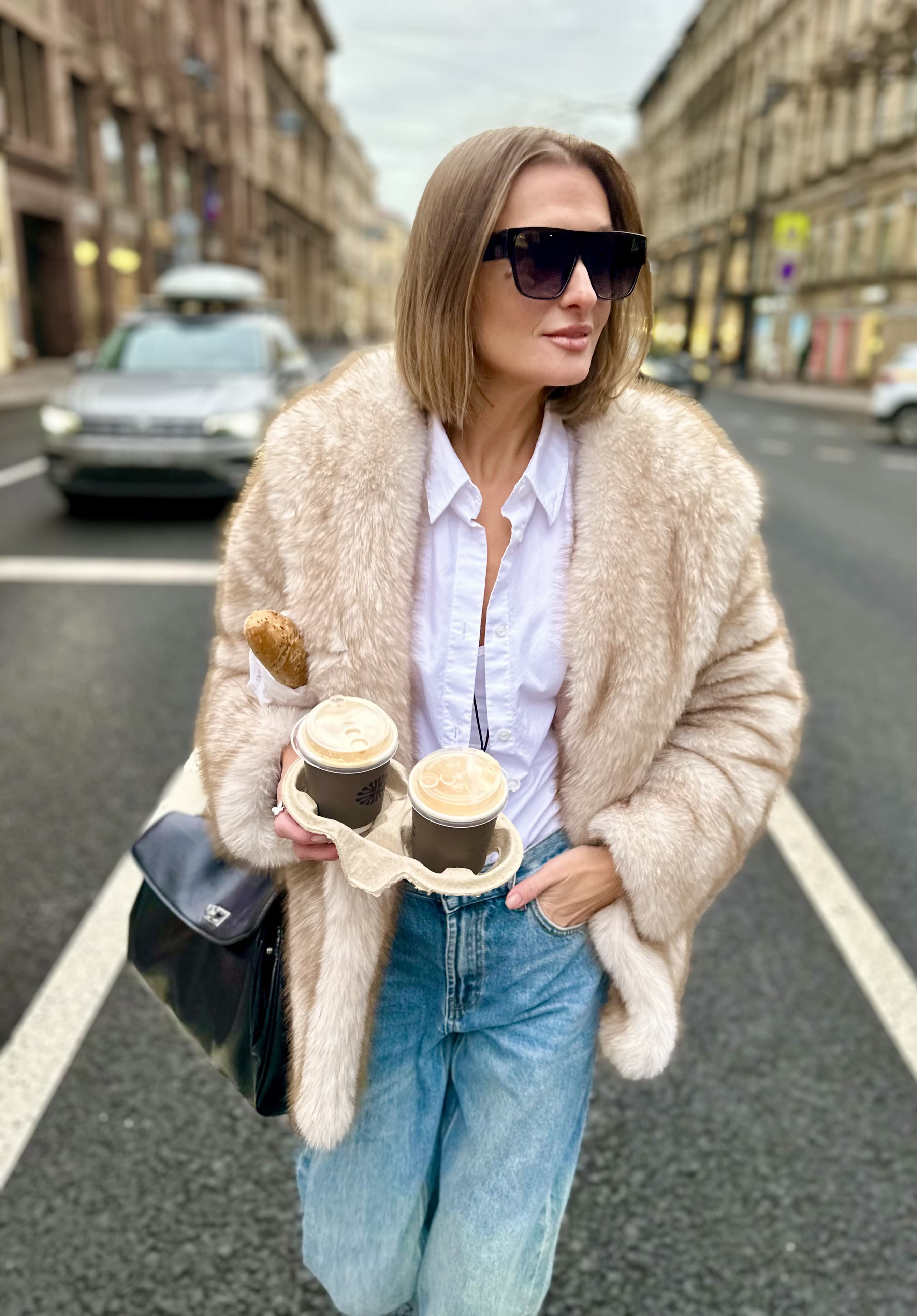 Шуба Furry из искусственного эко меха от ANSE, Светло-кремовый с коричневыми кончиками цвет, размер S, M, L, , .