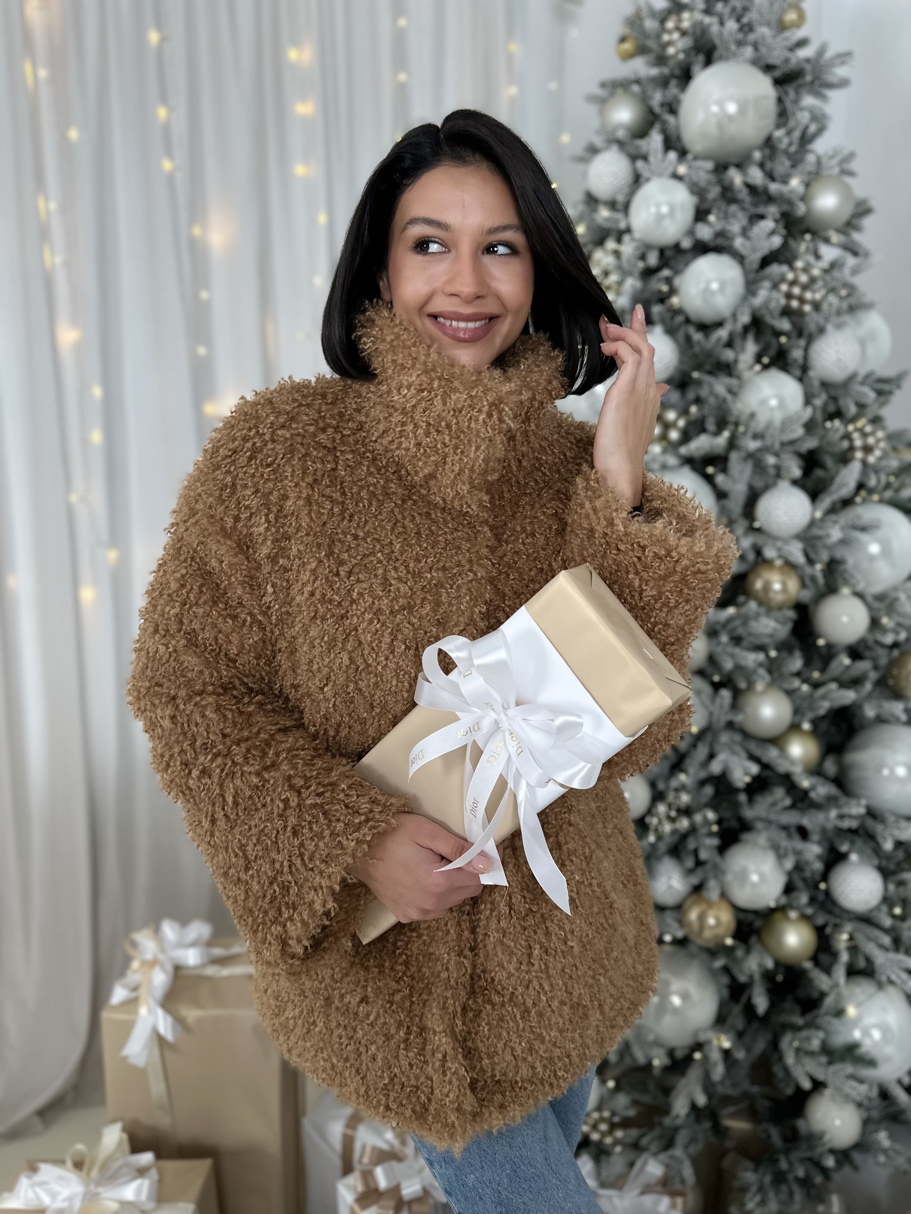 Шуба Browny из искусственного эко меха от ANSE, Карамельный  цвет, размер S, M, L, XL, , .