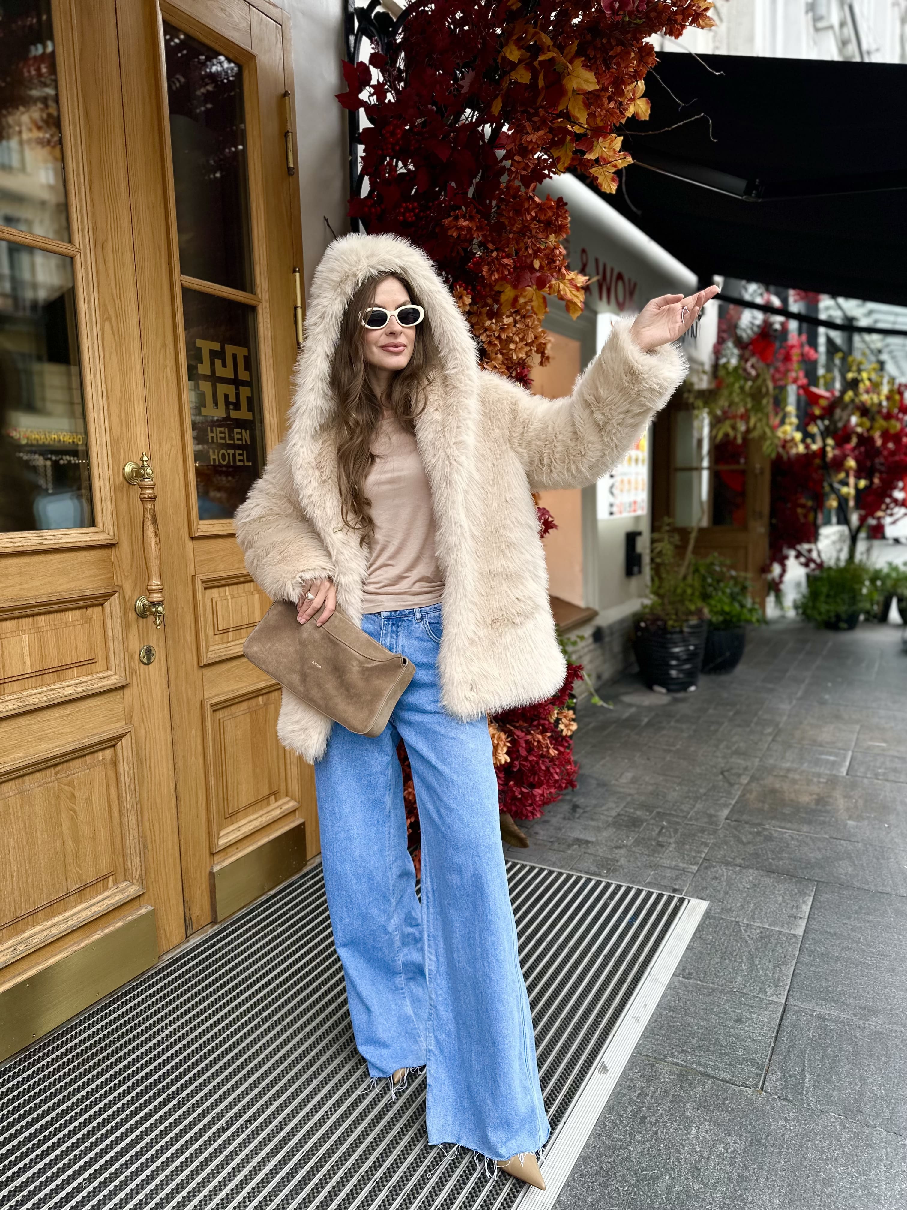 Шуба Bounty из искусственного эко меха от ANSE, Бежевый цвет, размер XS, S, M, L, XL, , .