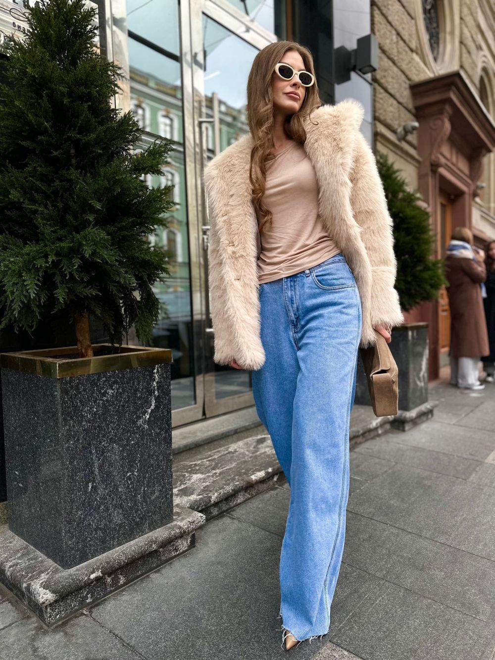 Шуба Bounty из искусственного эко меха от ANSE, Бежевый цвет, размер XS, S, M, L, XL, , .