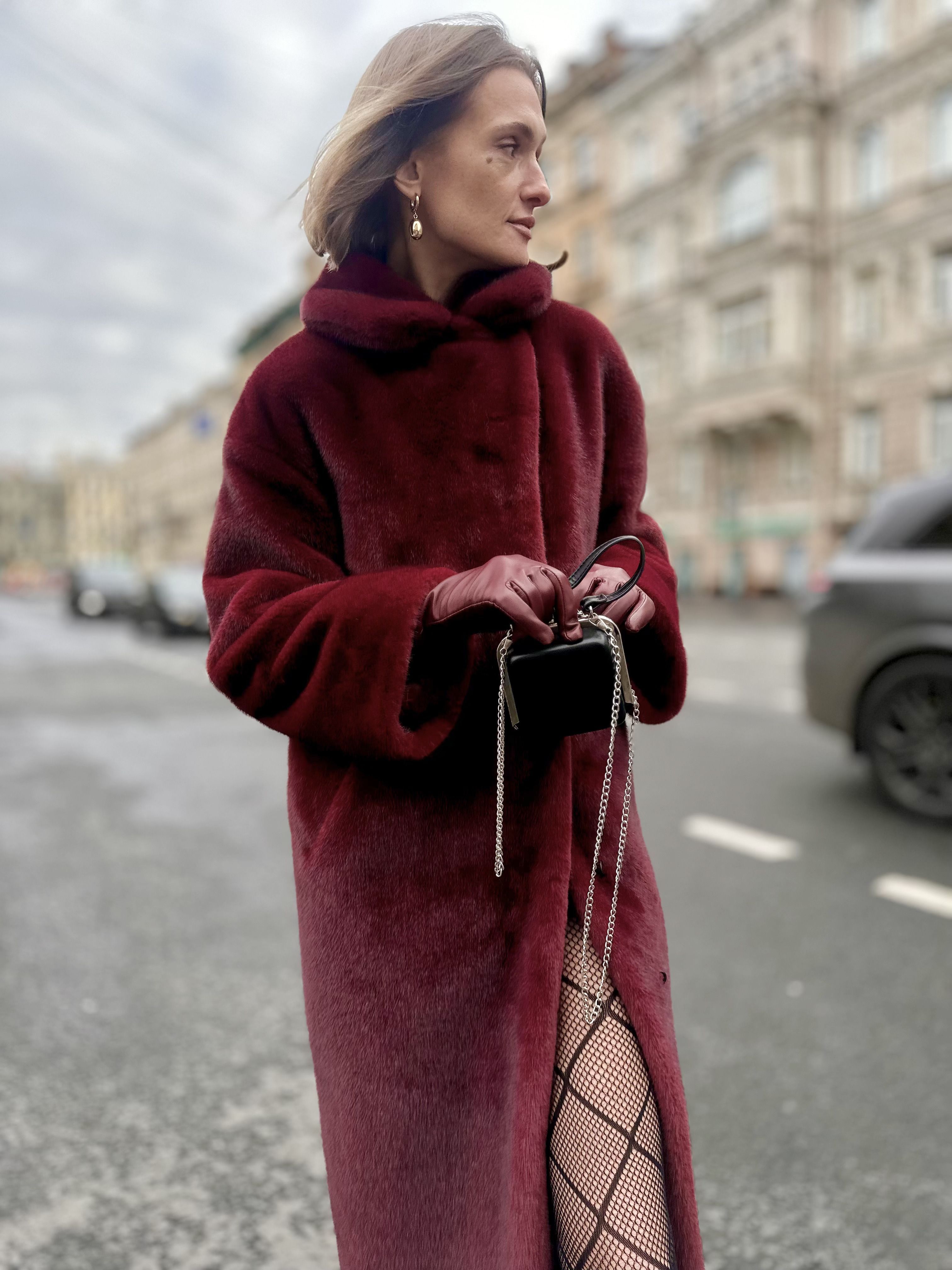 Шуба Bordo из искусственного эко меха от ANSE, Вишнёвый цвет, размер S, M, L, XL, XXL, , .