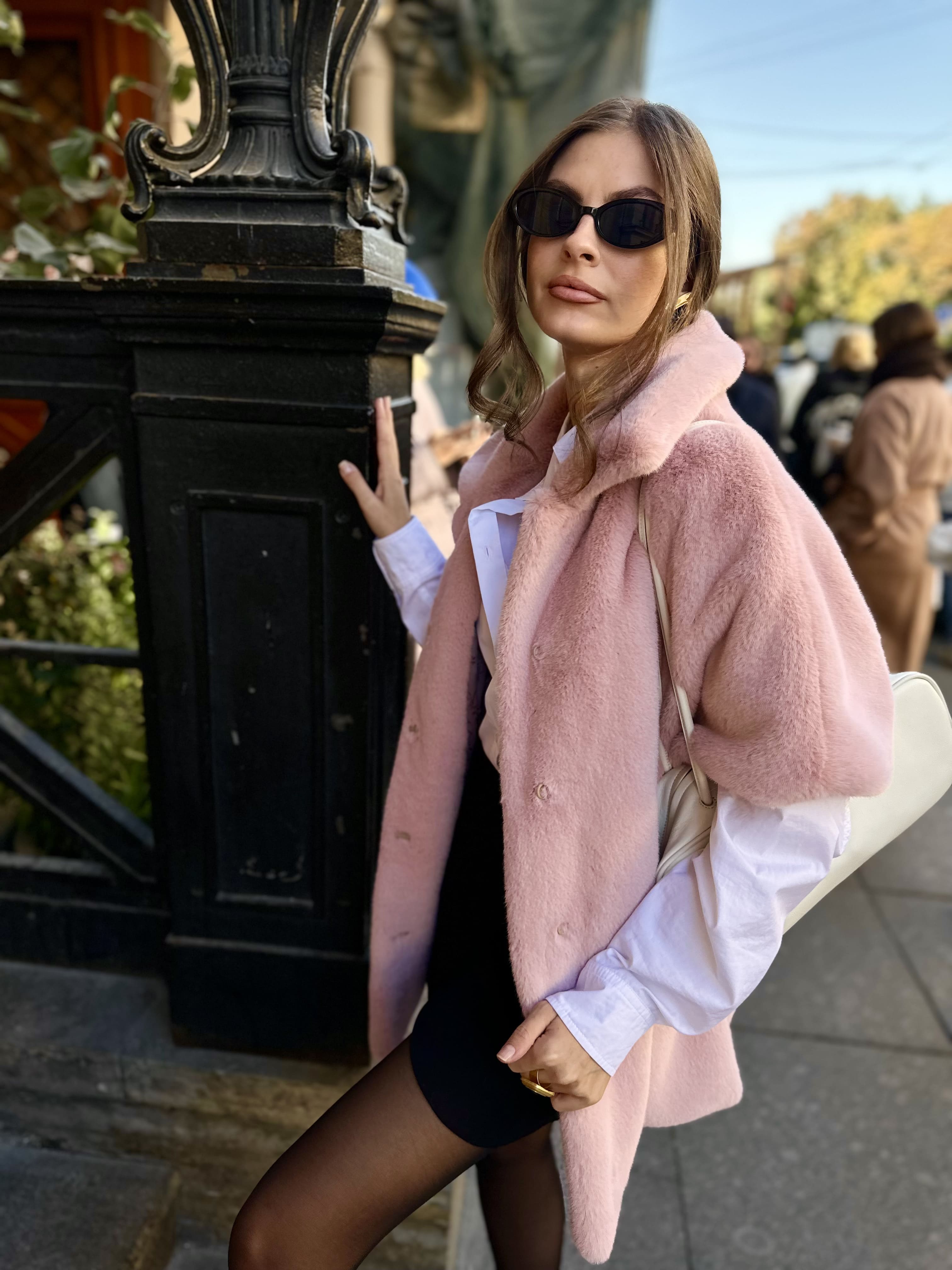 Кейп Lollipop из искусственного эко меха от ANSE, Светло-розовый цвет, размер S, M, L, , .