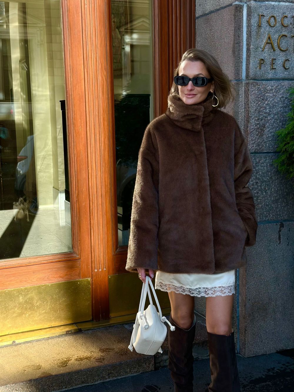 Шуба Warm из искусственного эко меха от ANSE, Молочный шоколад цвет, размер S, M, L, XL, , .