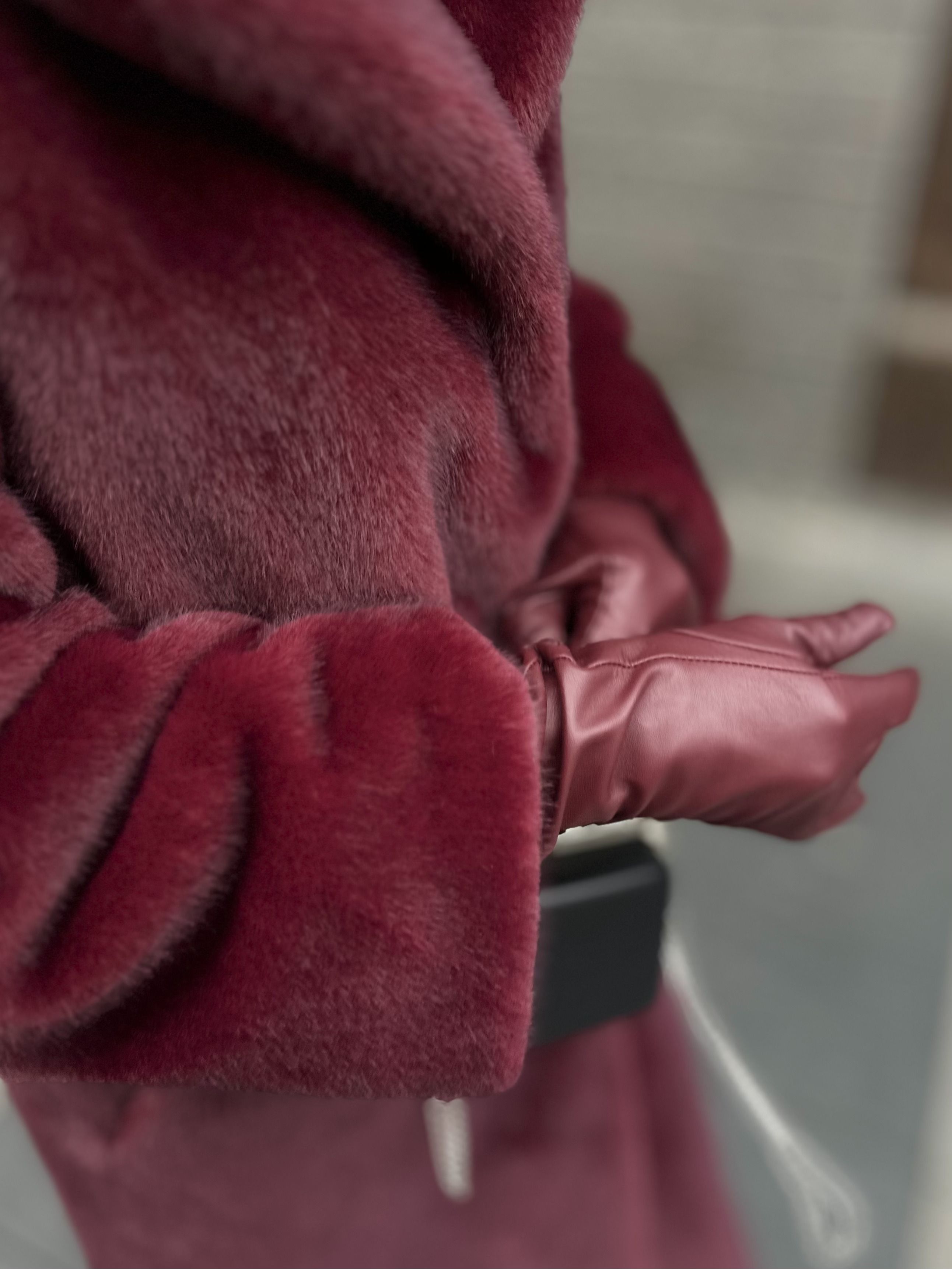 Шуба Bordo из искусственного эко меха от ANSE, Вишнёвый цвет, размер S, M, L, XL, XXL, , .