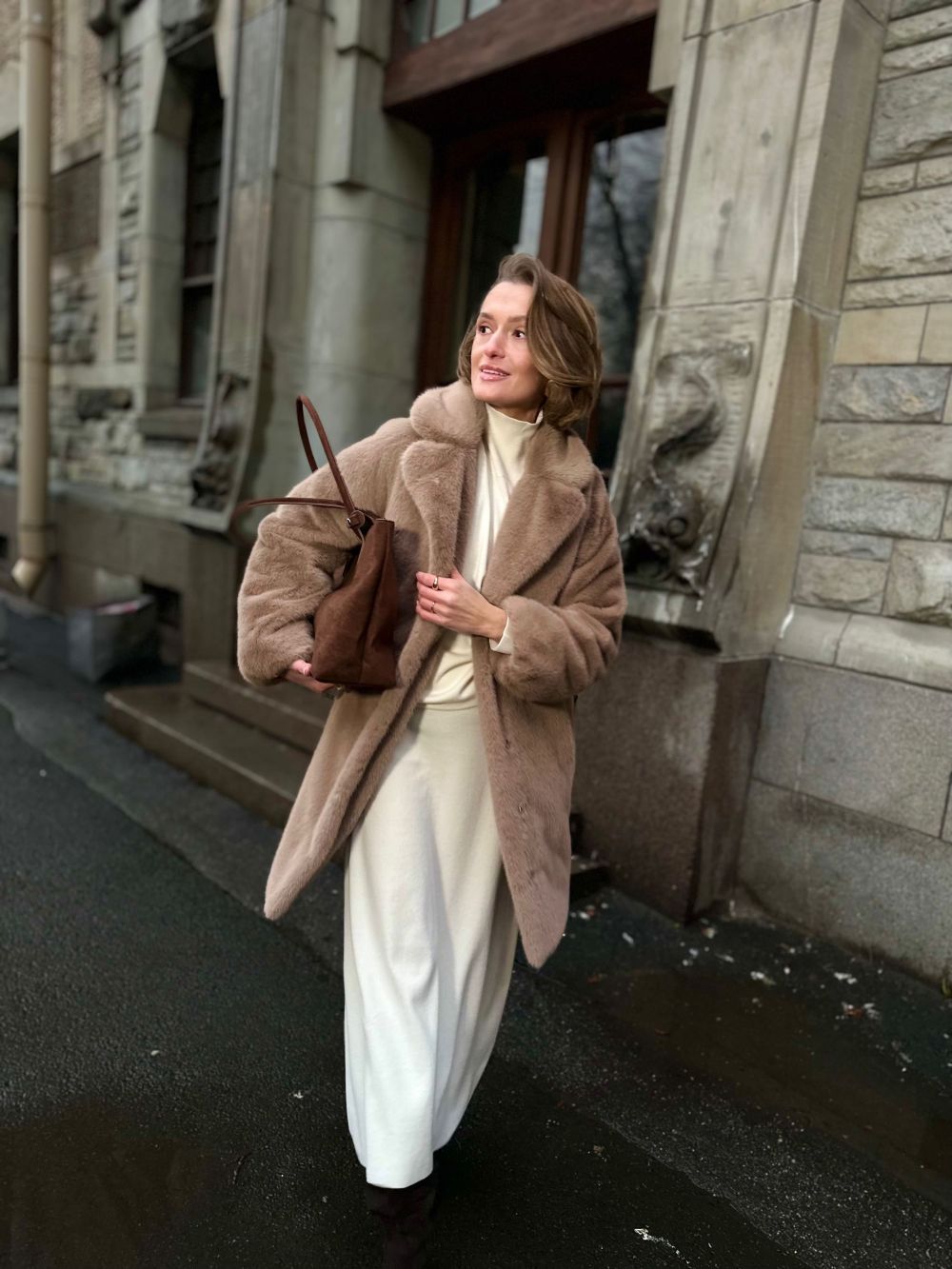 Шуба Faith из искусственного эко меха от ANSE, Мокко цвет, размер S, M, L, XL, , .