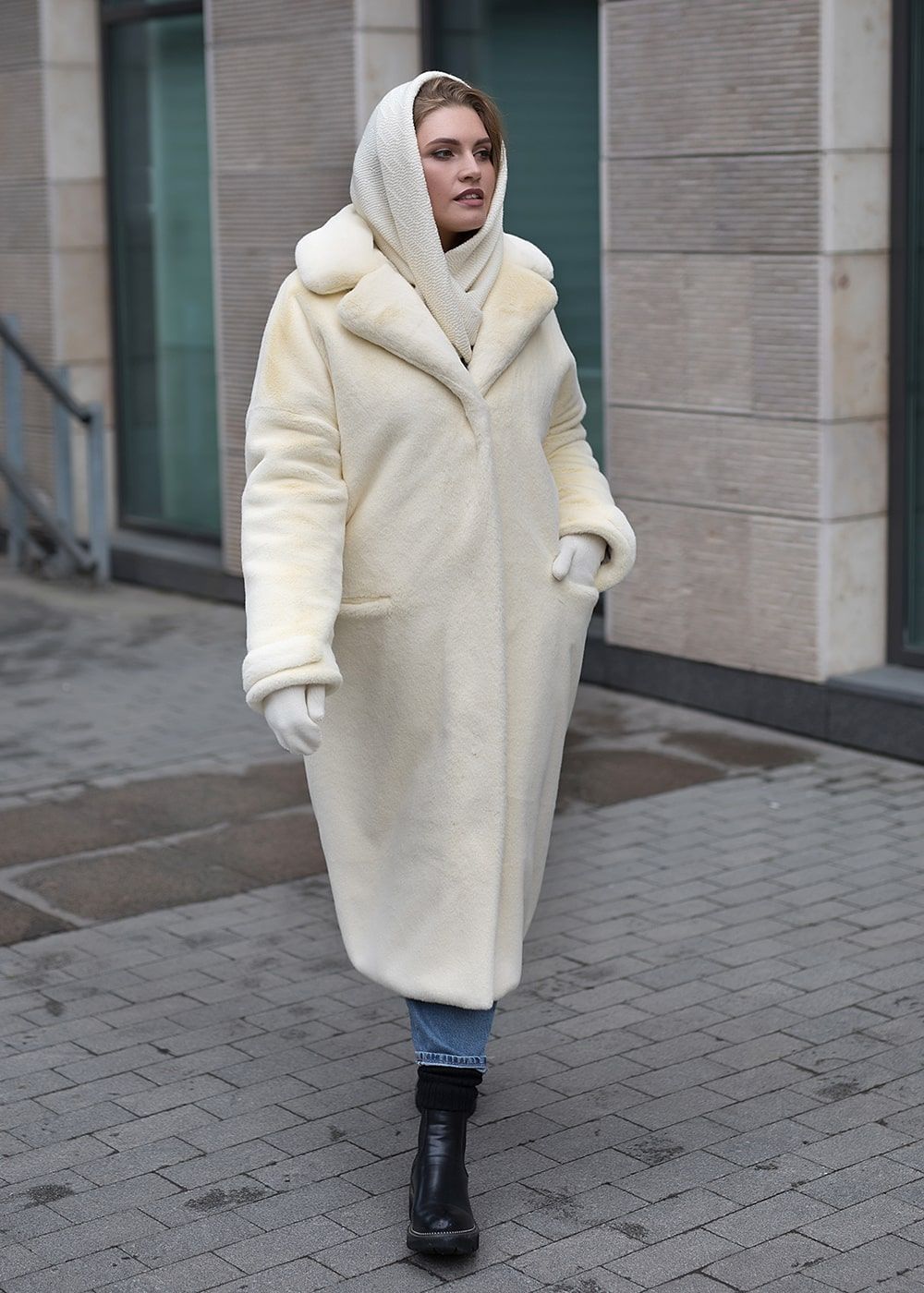 Шуба Lemon cream  из искусственного эко меха от ANSE, Лимонный крем цвет, размер S, M, L, XL, , .