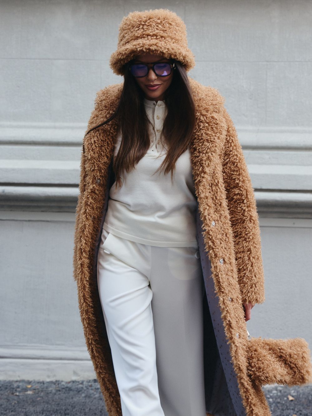 Шуба Teddy из искусственного эко меха от ANSE, Карамельный  цвет, размер XXL, XL, L, M, S, , .