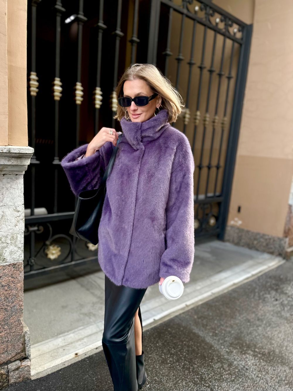 Шуба Accent из искусственного эко меха от ANSE, Сиреневый цвет, размер S, M, L, XL, XXL, , .