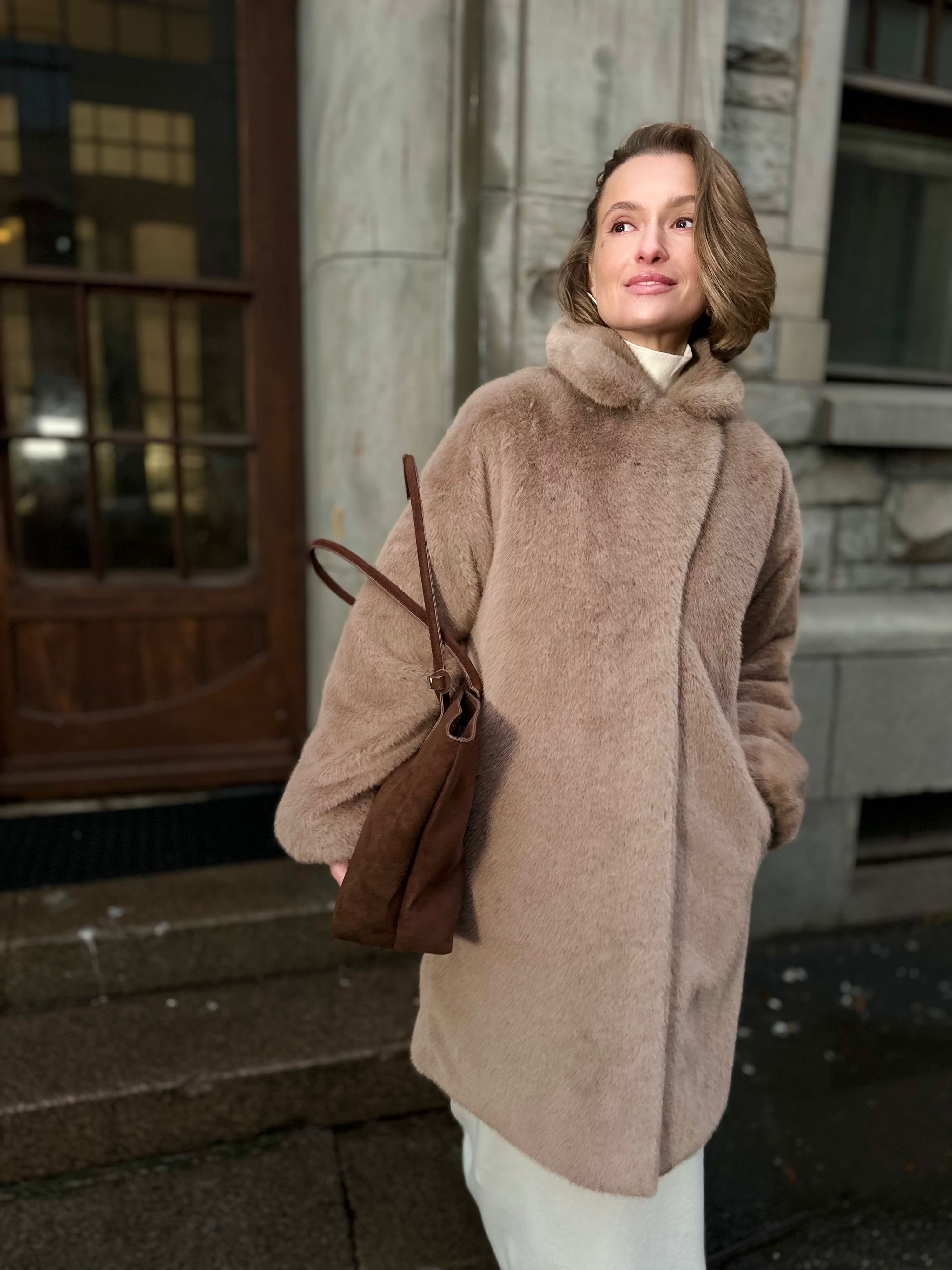 Шуба Faith из искусственного эко меха от ANSE, Мокко цвет, размер S, M, L, XL, , .