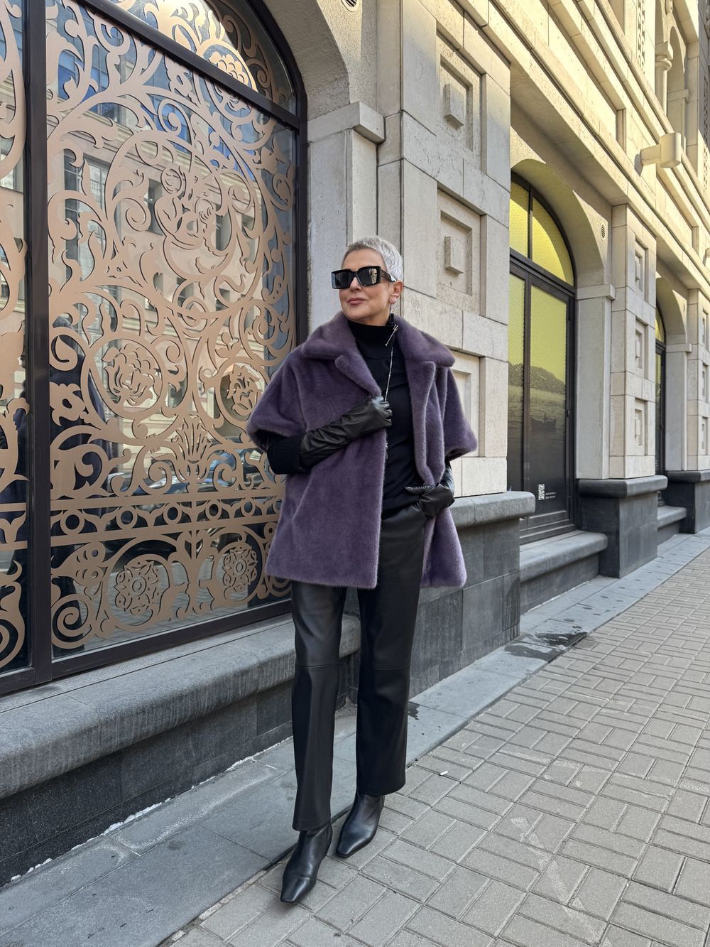 Кейп Lilac из искусственного эко меха от ANSE, Сиреневый цвет, размер S, M, L, , .