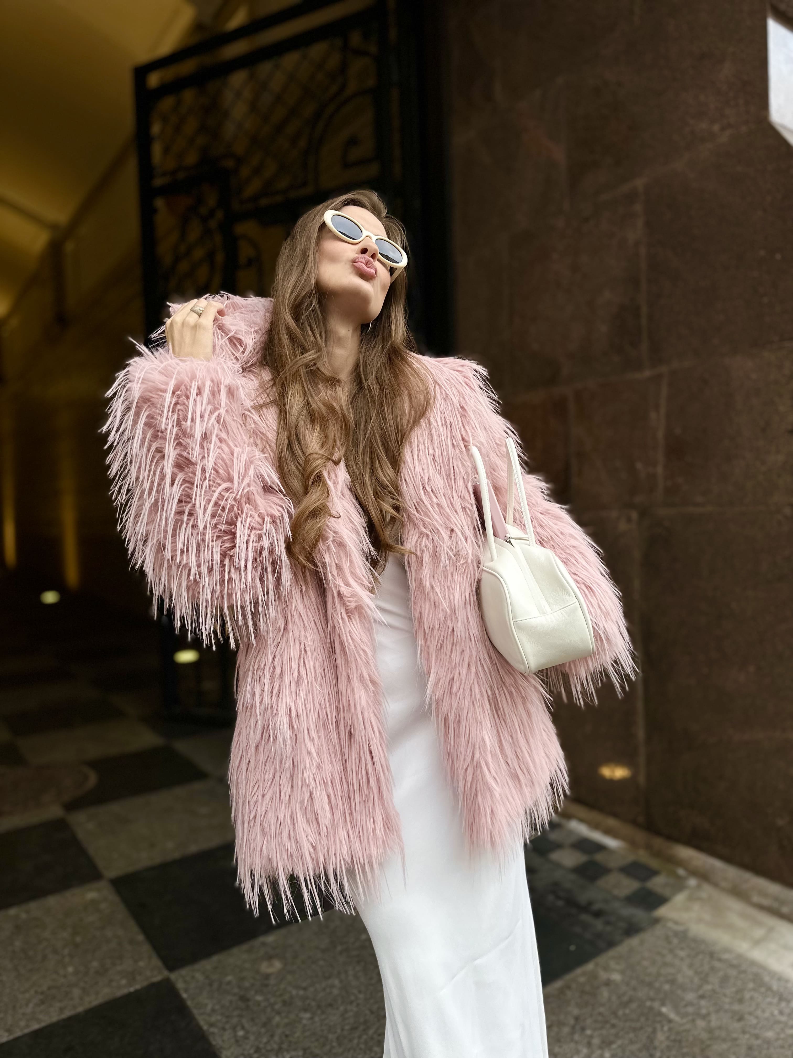 Шуба Idol из искусственного эко меха от ANSE, Розовый фламинго цвет, размер XS, S, M, L, XL, , .