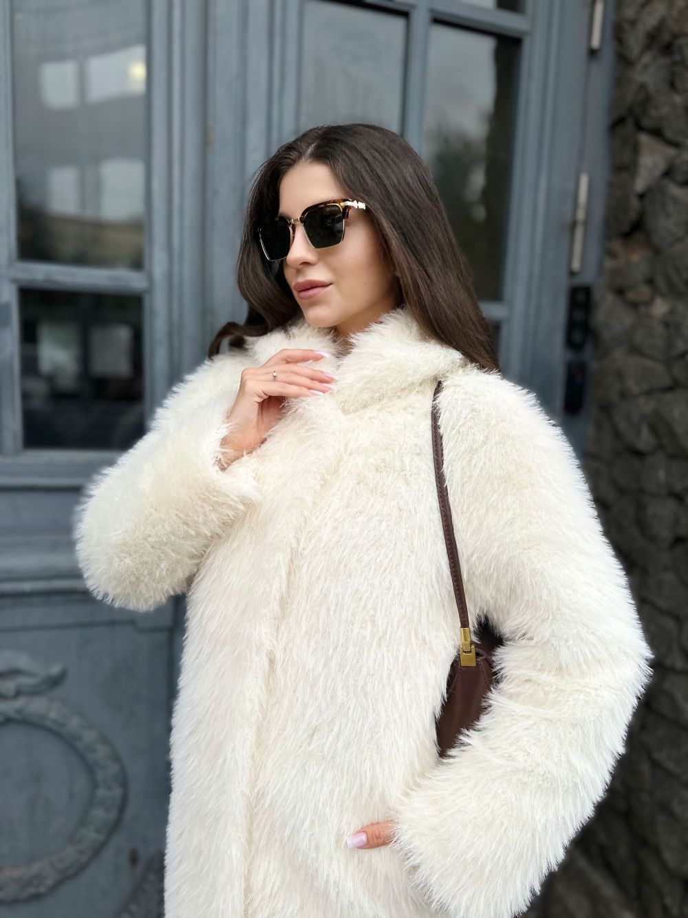 Шуба Ice Cream из искусственного эко меха от ANSE, Молочный цвет, размер XS, S, M, L, XL, , .