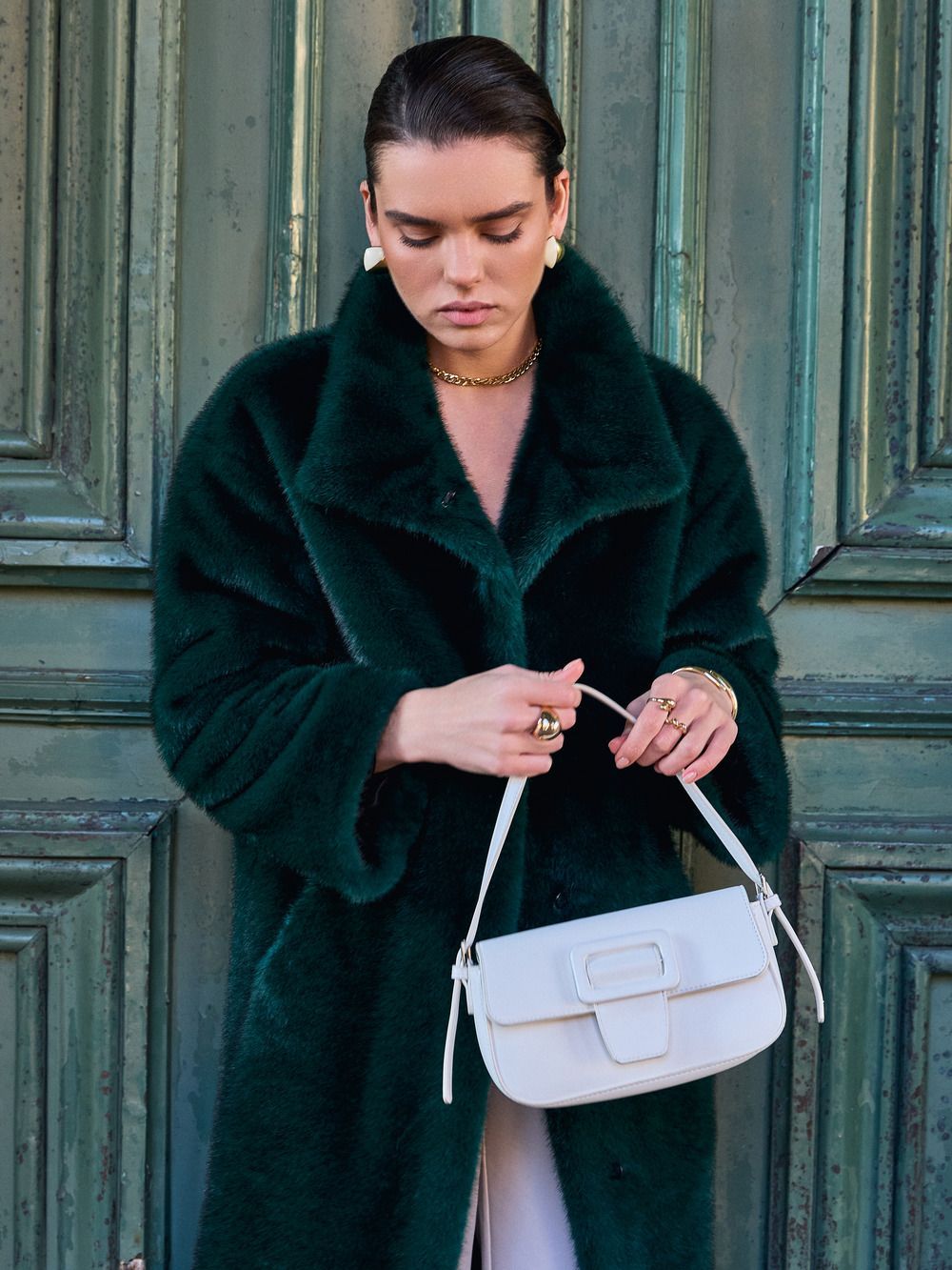 Шуба Удача из искусственного эко меха от ANSE, Изумрудный цвет, размер S, M, L, XL, , .