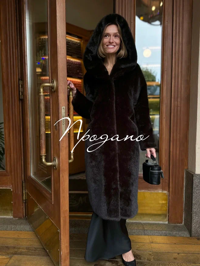 Шуба Forever из искусственного эко меха от ANSE, Горький шоколад цвет, размер S, M, L, XL, XXL, , .