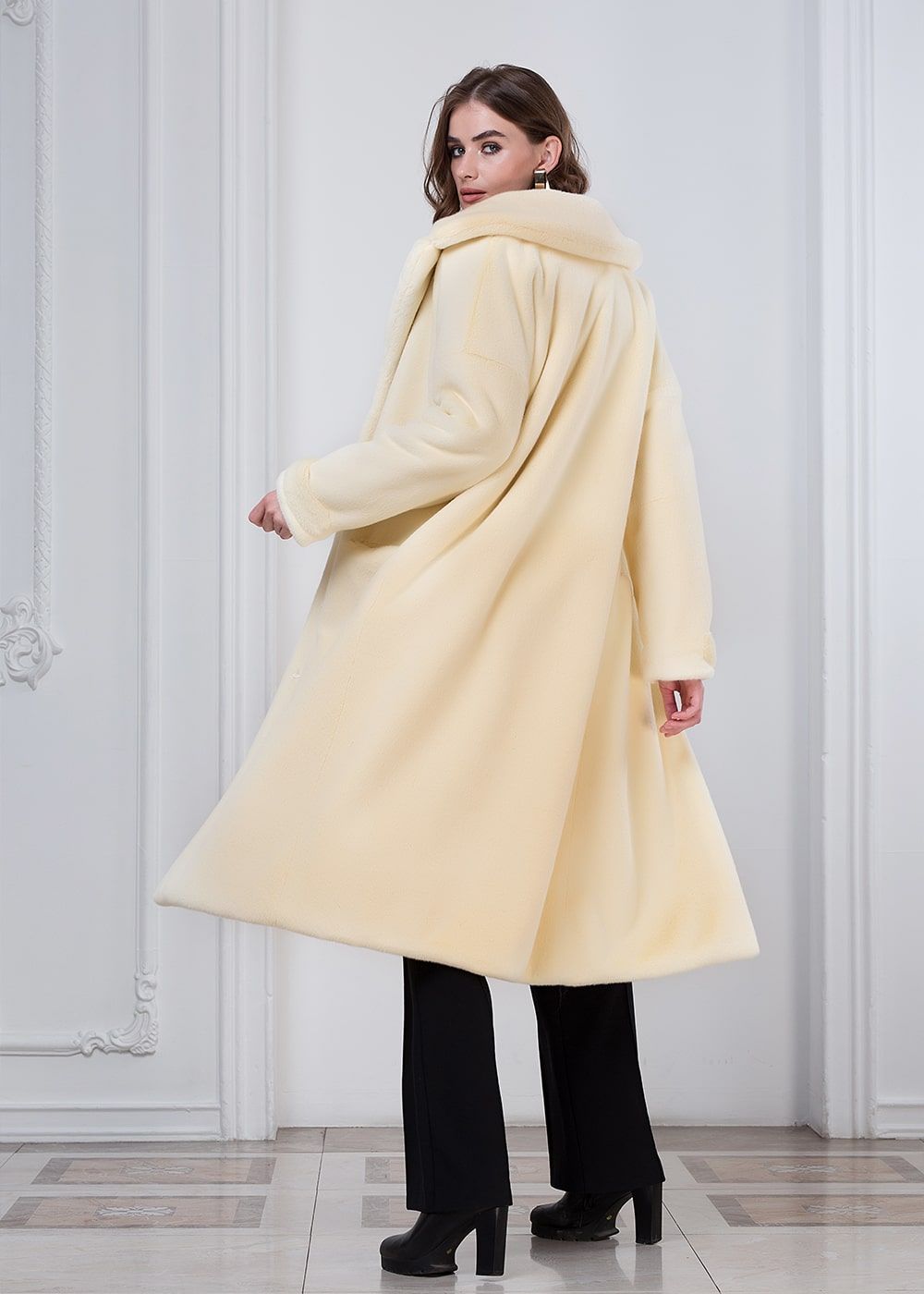 Шуба Lemon cream  из искусственного эко меха от ANSE, Лимонный крем цвет, размер S, M, L, XL, , .