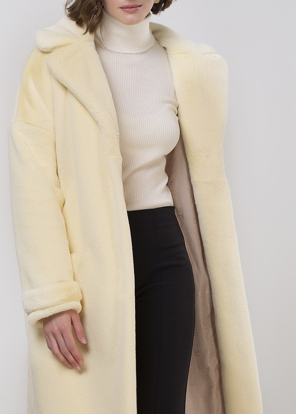 Шуба Lemon cream  из искусственного эко меха от ANSE, Лимонный крем цвет, размер S, M, L, XL, , .