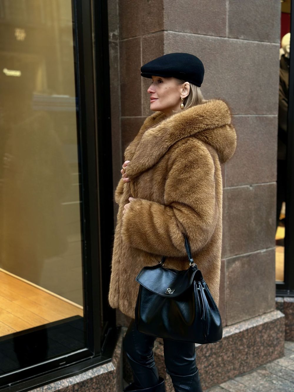 Шуба Pastry из искусственного эко меха от ANSE, Коричнево-карамельный цвет, размер S, M, L, , .