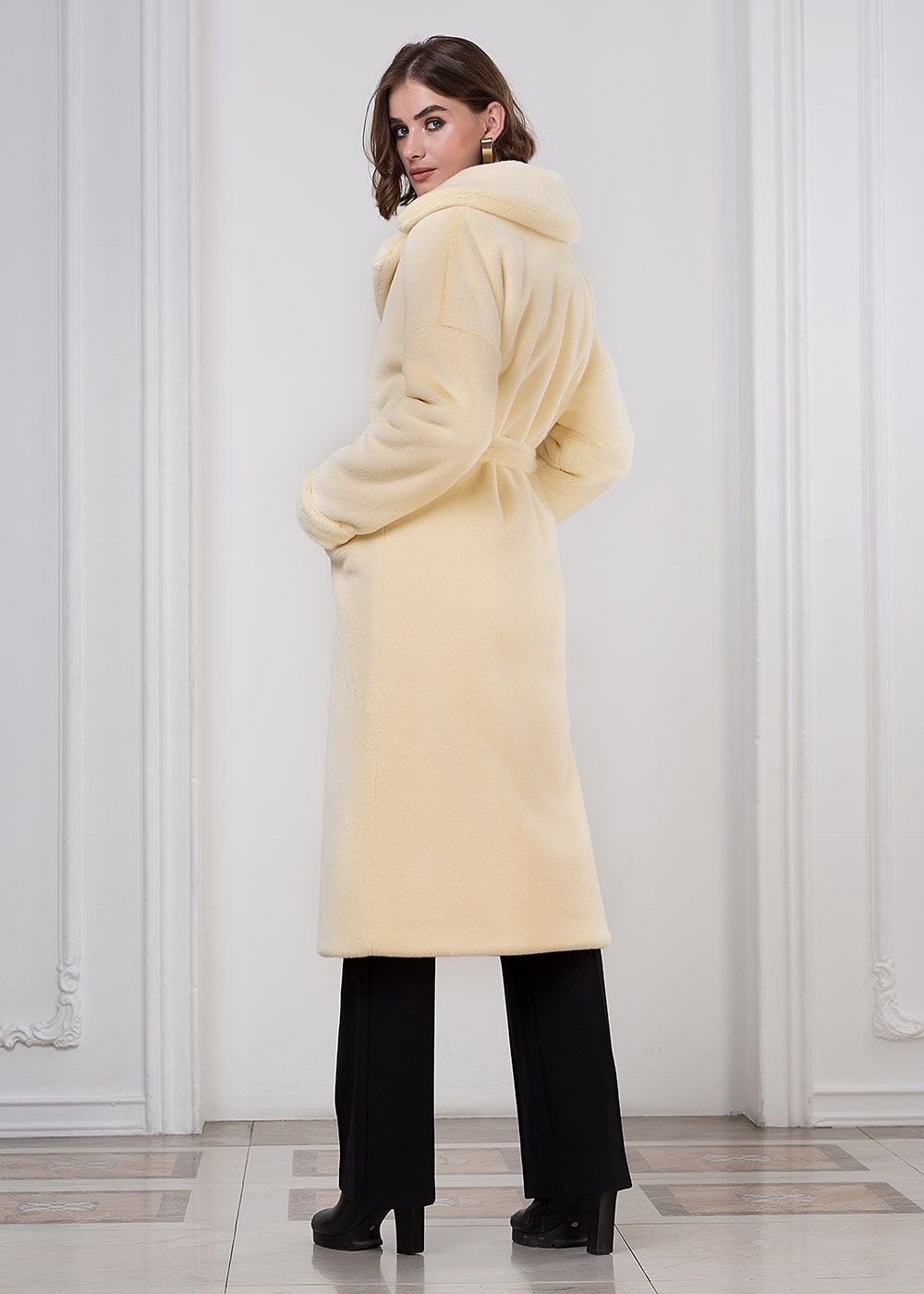 Шуба Lemon cream  из искусственного эко меха от ANSE, Лимонный крем цвет, размер S, M, L, XL, , .