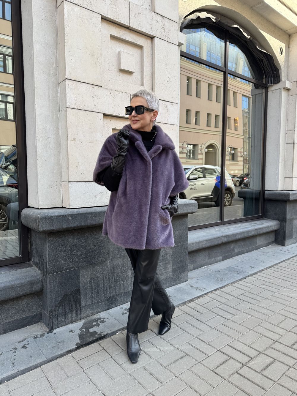 Кейп Lilac из искусственного эко меха от ANSE, Сиреневый цвет, размер S, M, L, , .
