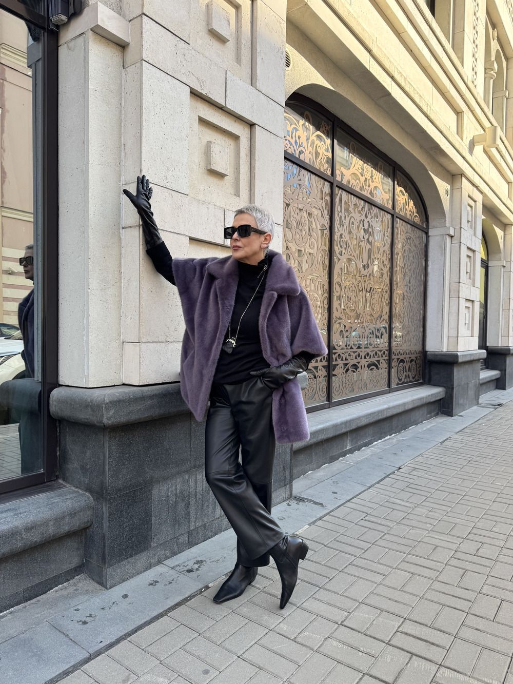 Кейп Lilac из искусственного эко меха от ANSE, Сиреневый цвет, размер S, M, L, , .