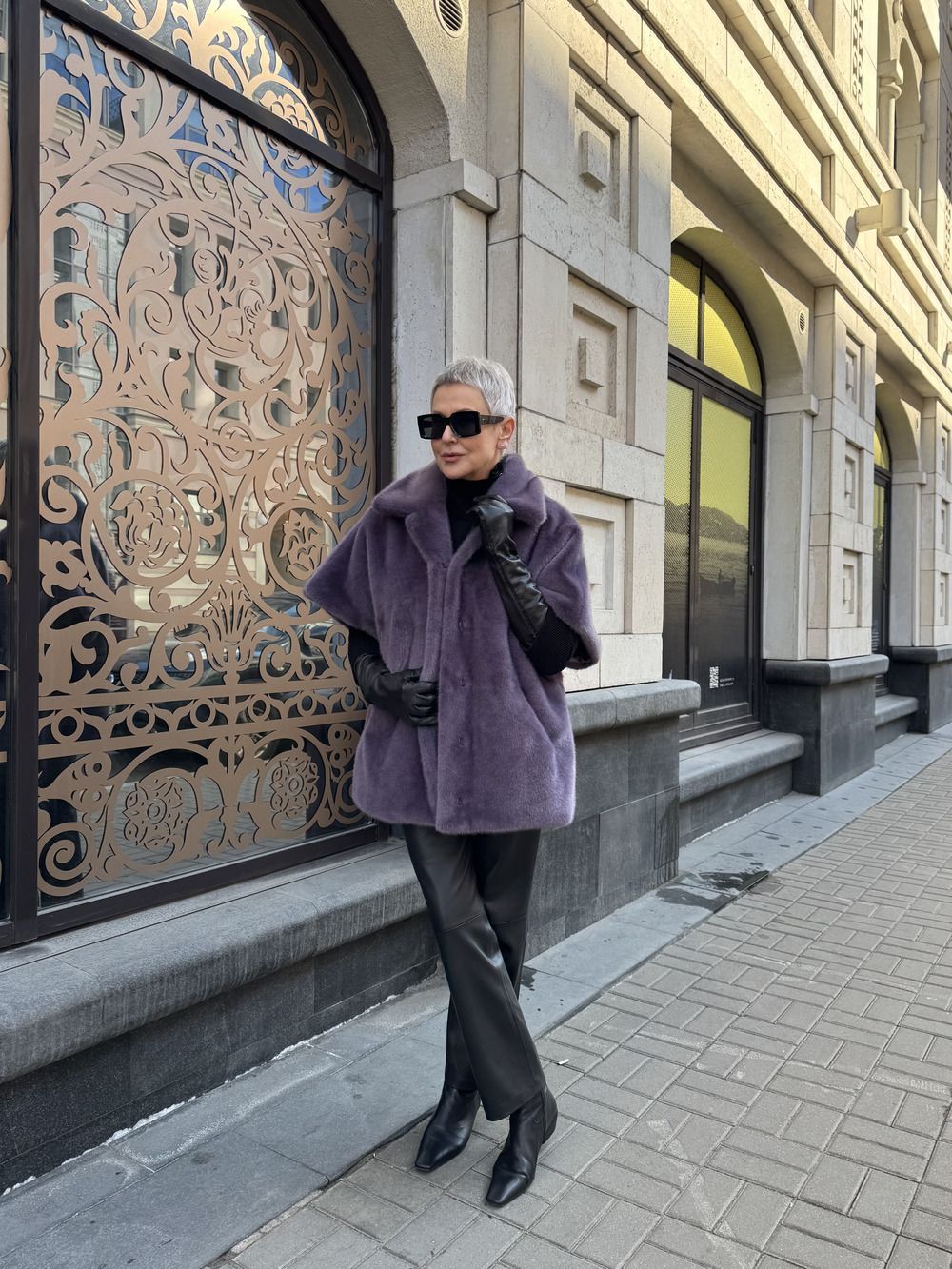 Кейп Lilac из искусственного эко меха от ANSE, Сиреневый цвет, размер S, M, L, , .