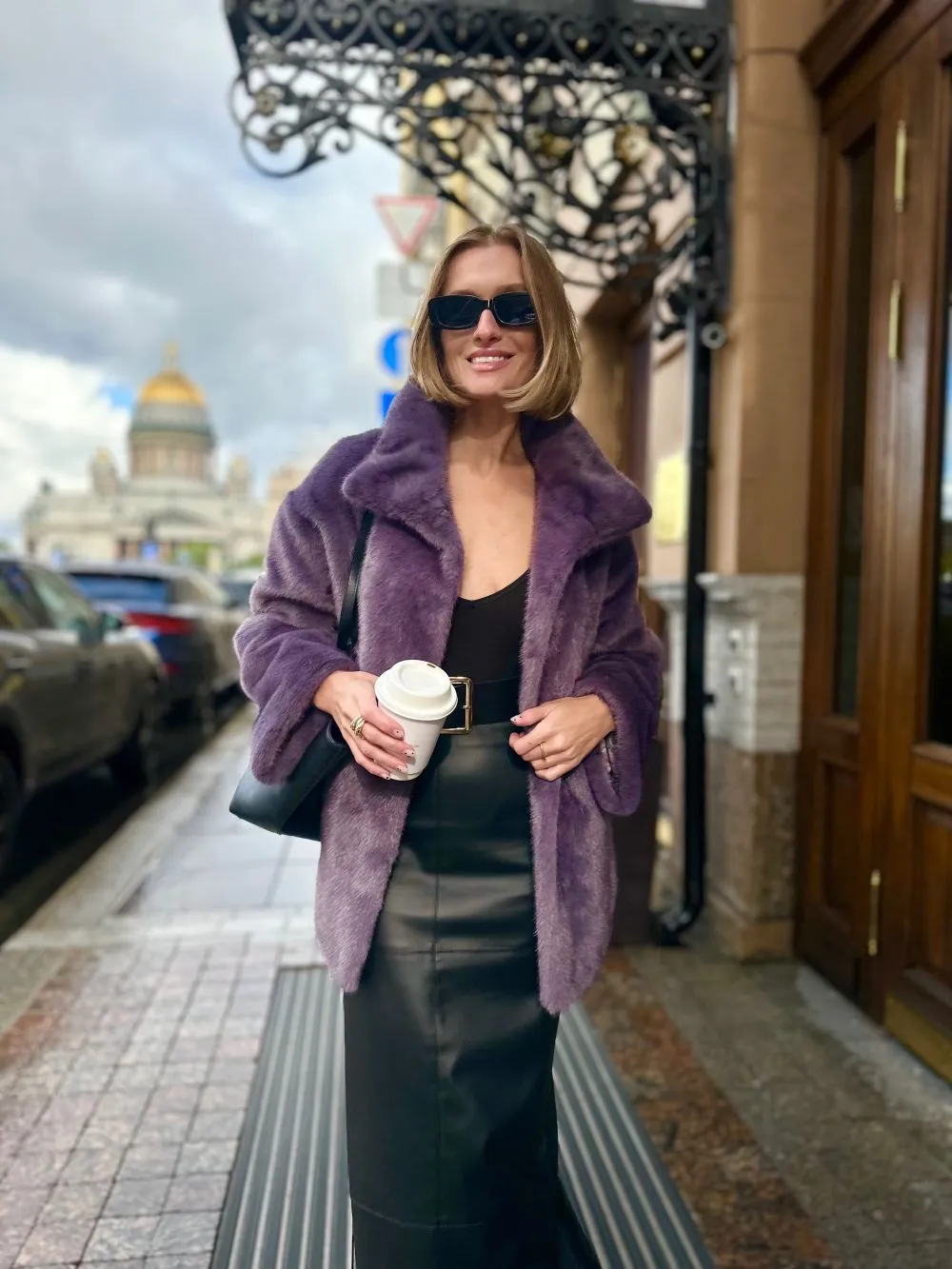 Шуба Accent из искусственного эко меха от ANSE, Сиреневый цвет, размер S, M, L, XL, XXL, , .