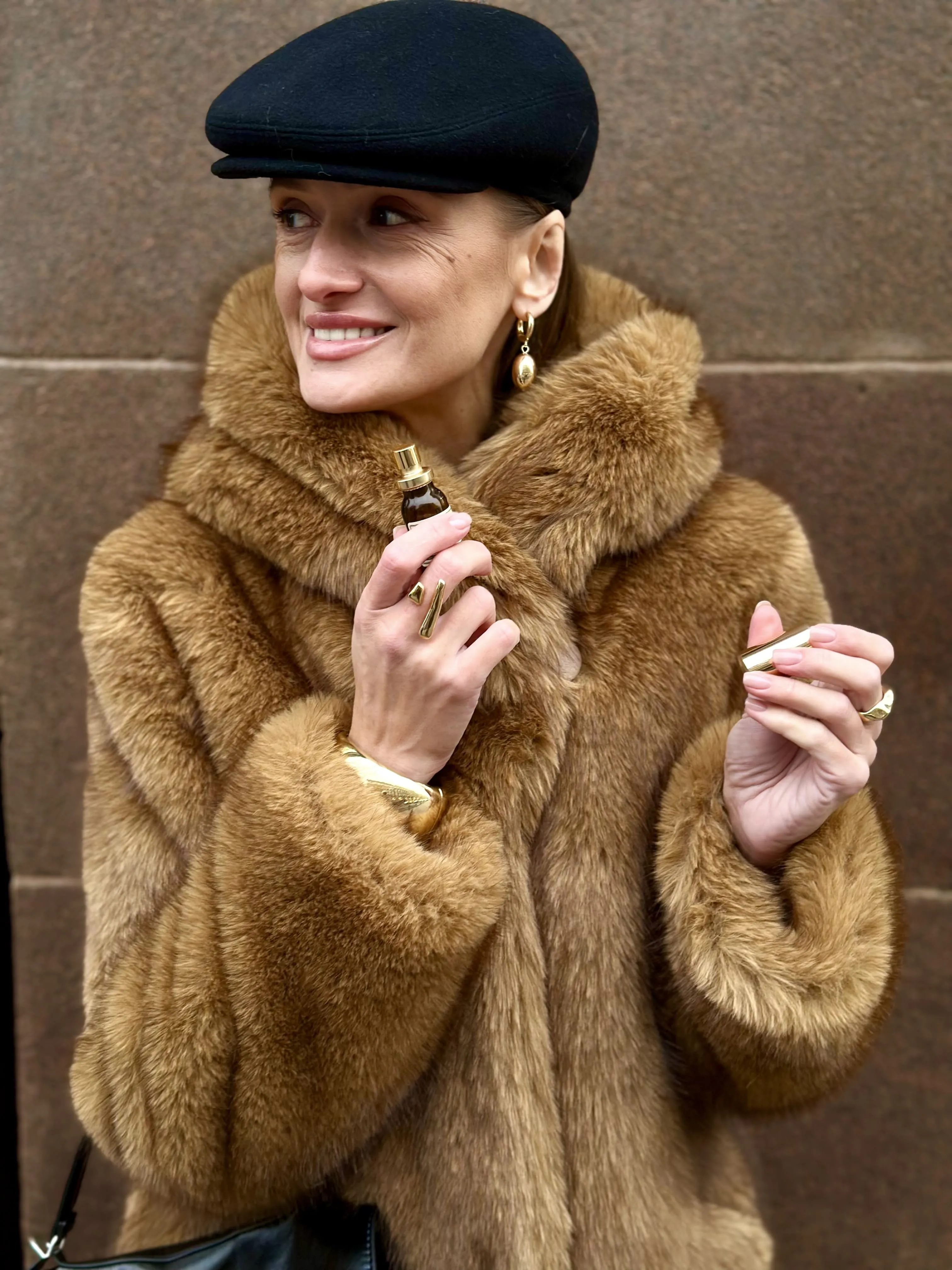 Шуба Pastry из искусственного эко меха от ANSE, Коричнево-карамельный цвет, размер S, M, L, , .