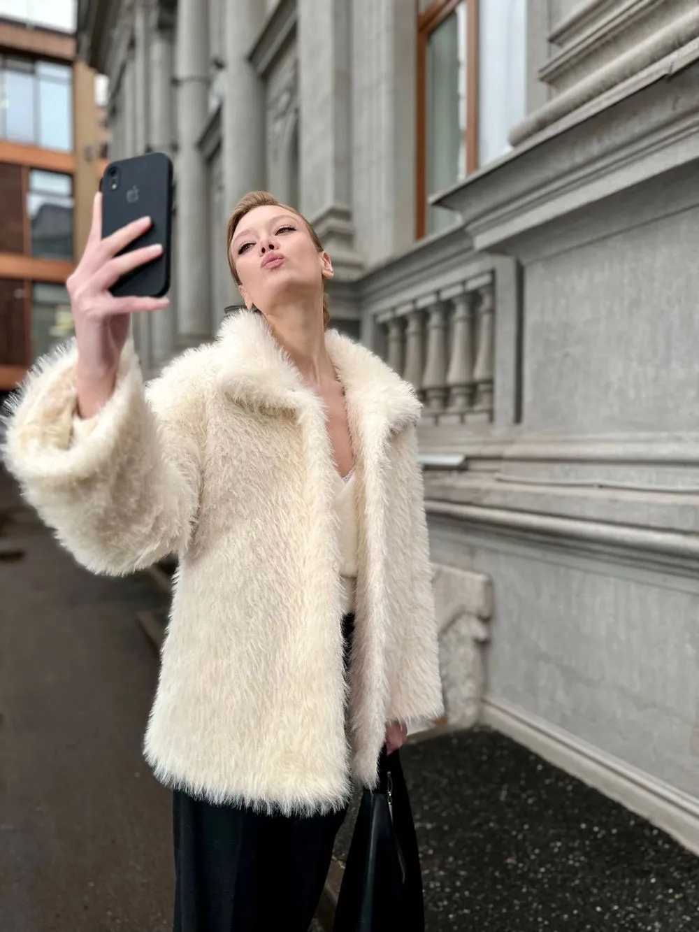 Шуба Calmness из искусственного эко меха от ANSE, Белый цвет, размер S, M, L, XL, , .