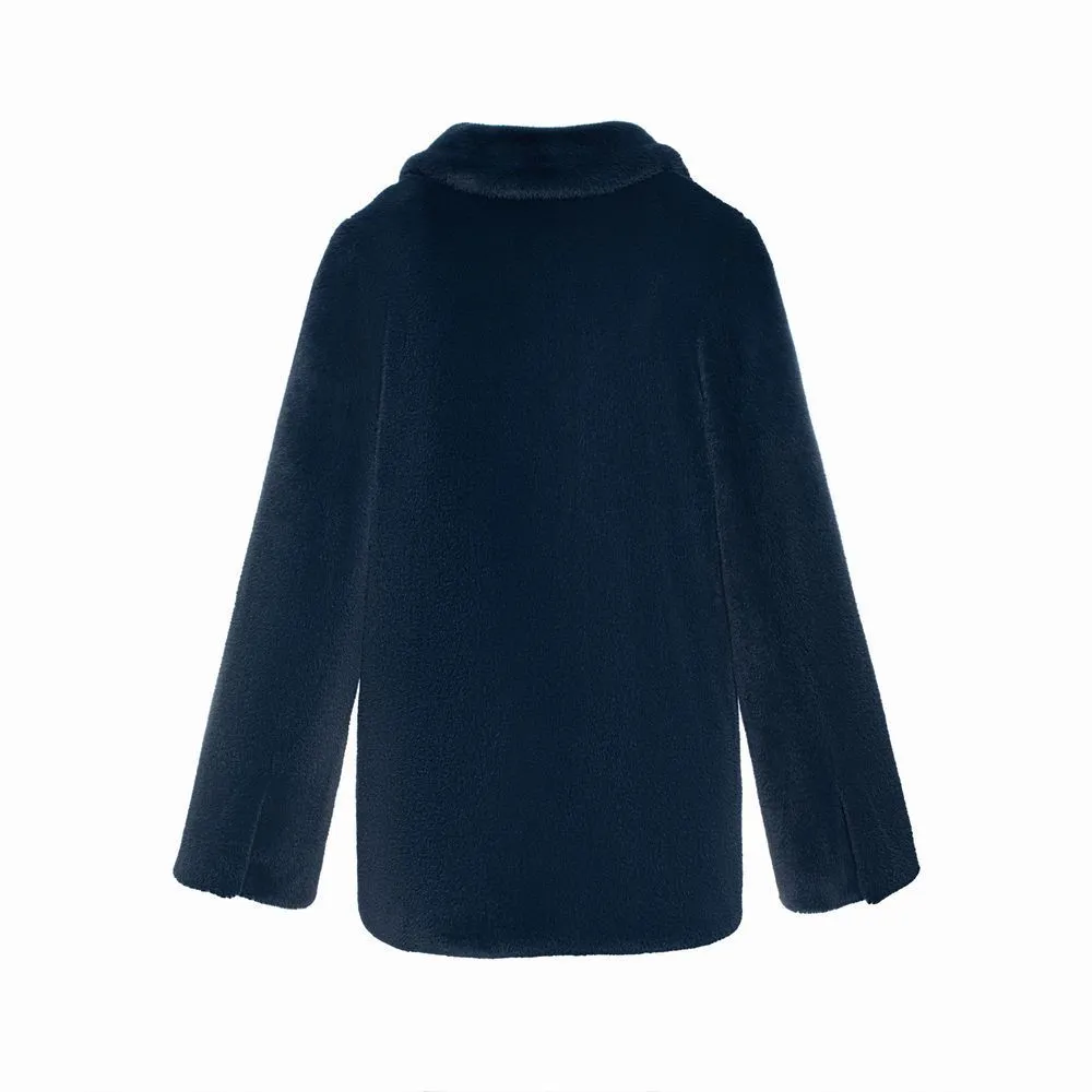 Пиджак Blueberry из искусственного эко меха от ANSE, Черника цвет, размер S, M, L, XL, XXL, , 100% акрил.