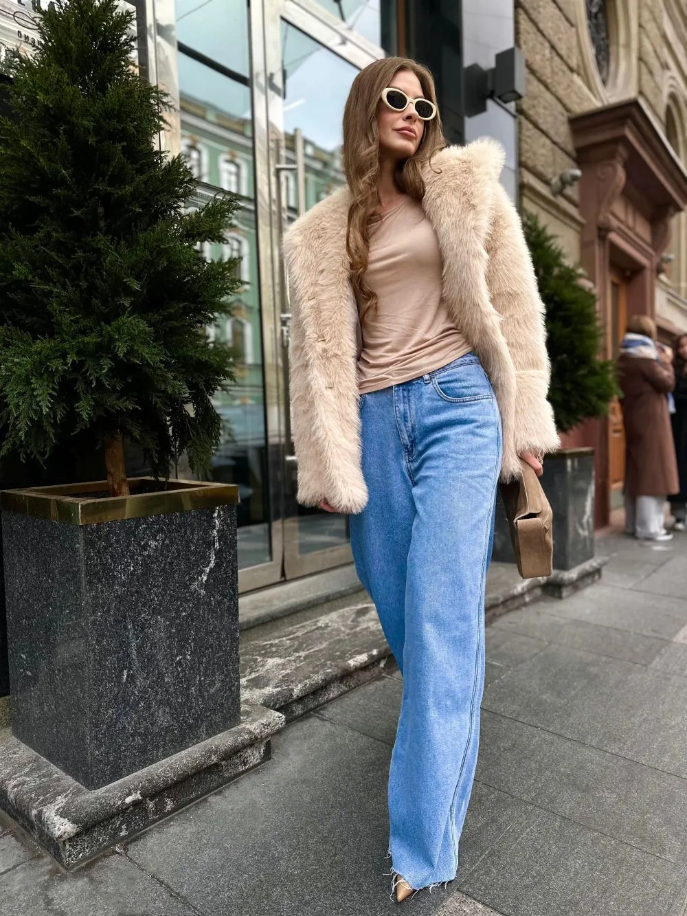 Шуба Bounty из искусственного эко меха от ANSE, Бежевый цвет, размер XS, S, M, L, XL, , .