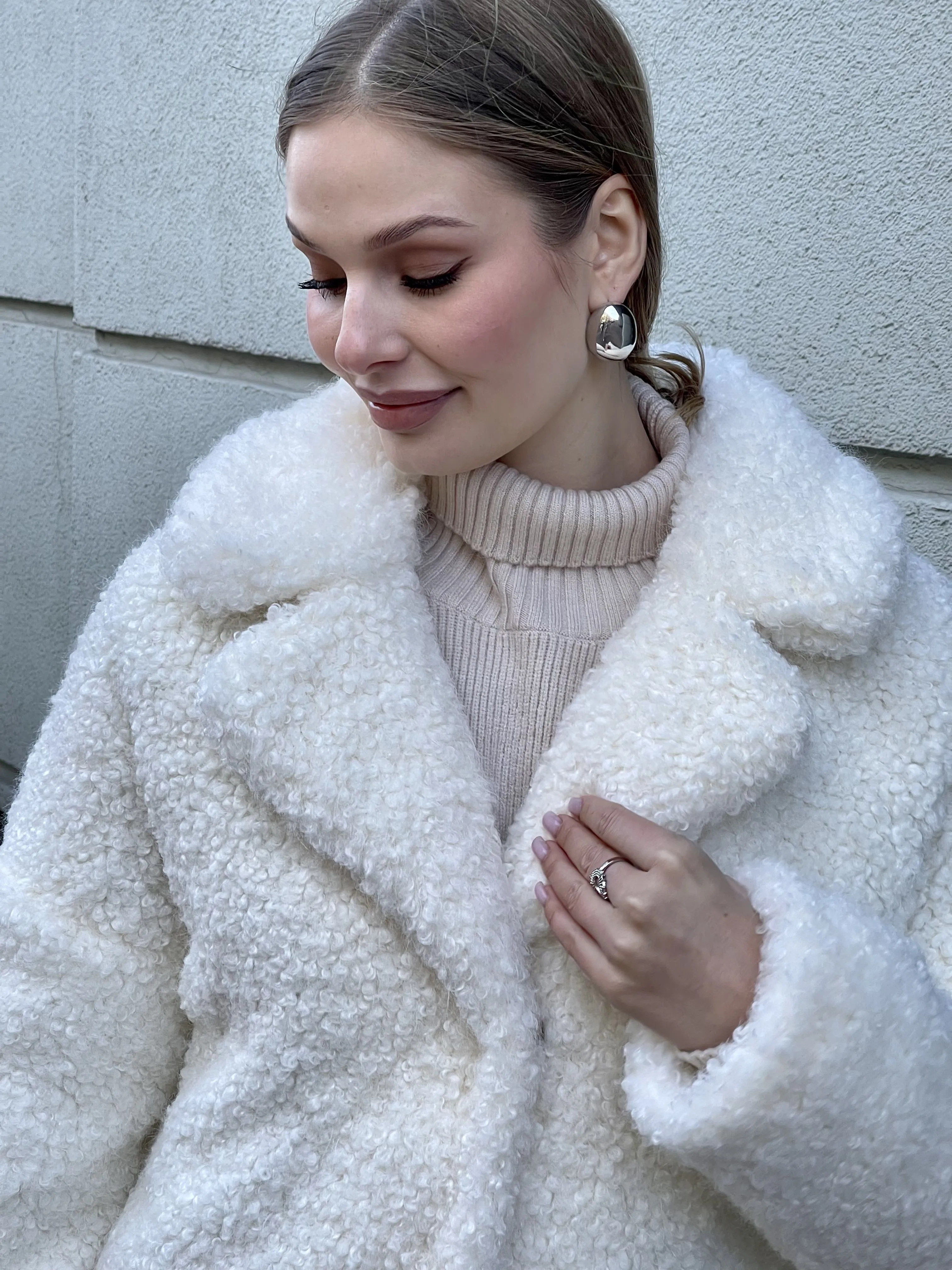 Шуба Marinita из искусственного эко меха от ANSE, Молочный цвет, размер S, M, L, XL, , .