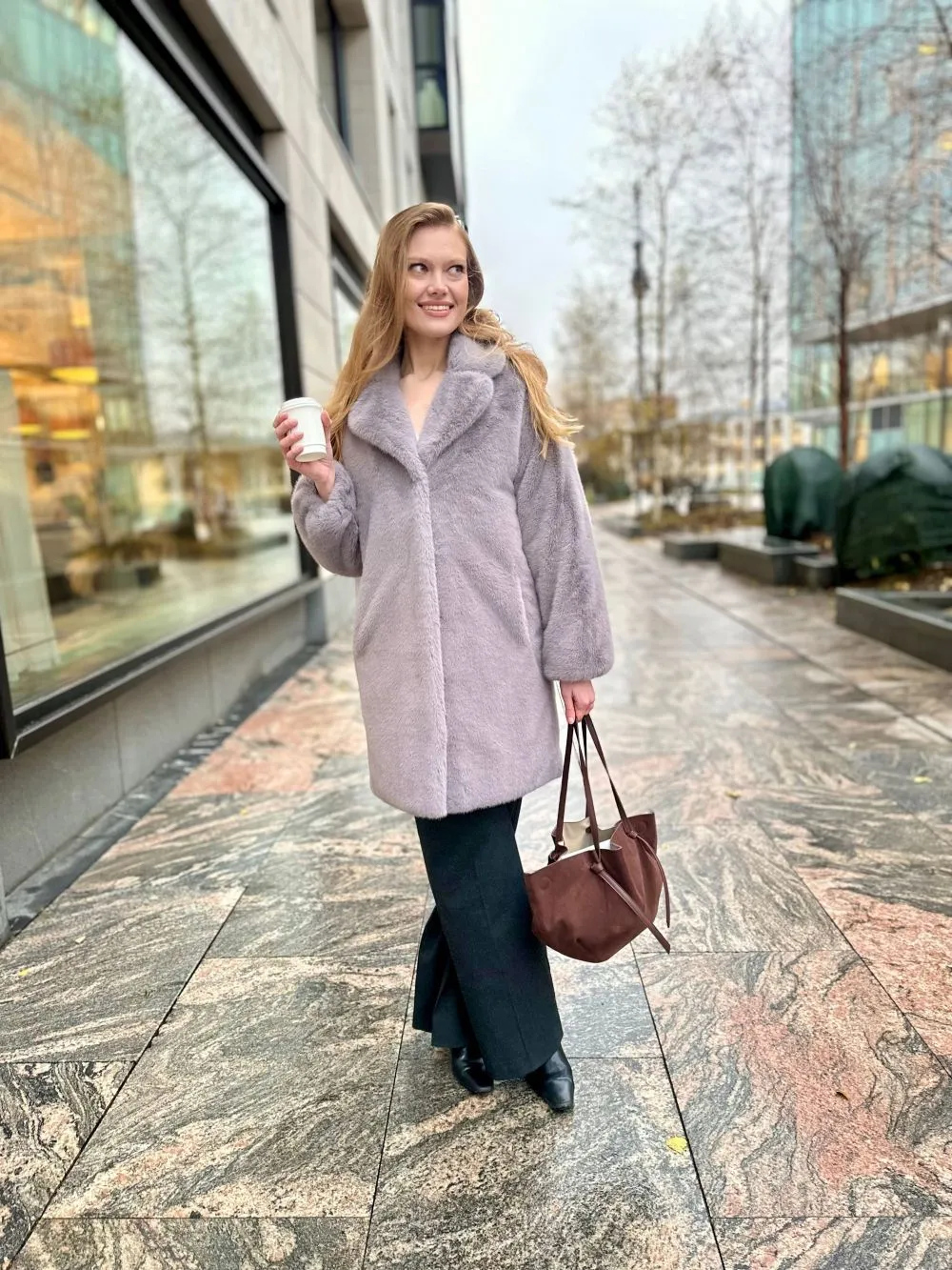 Шуба Path из искусственного эко меха от ANSE, Графит цвет, размер S, M, L, XL, , .