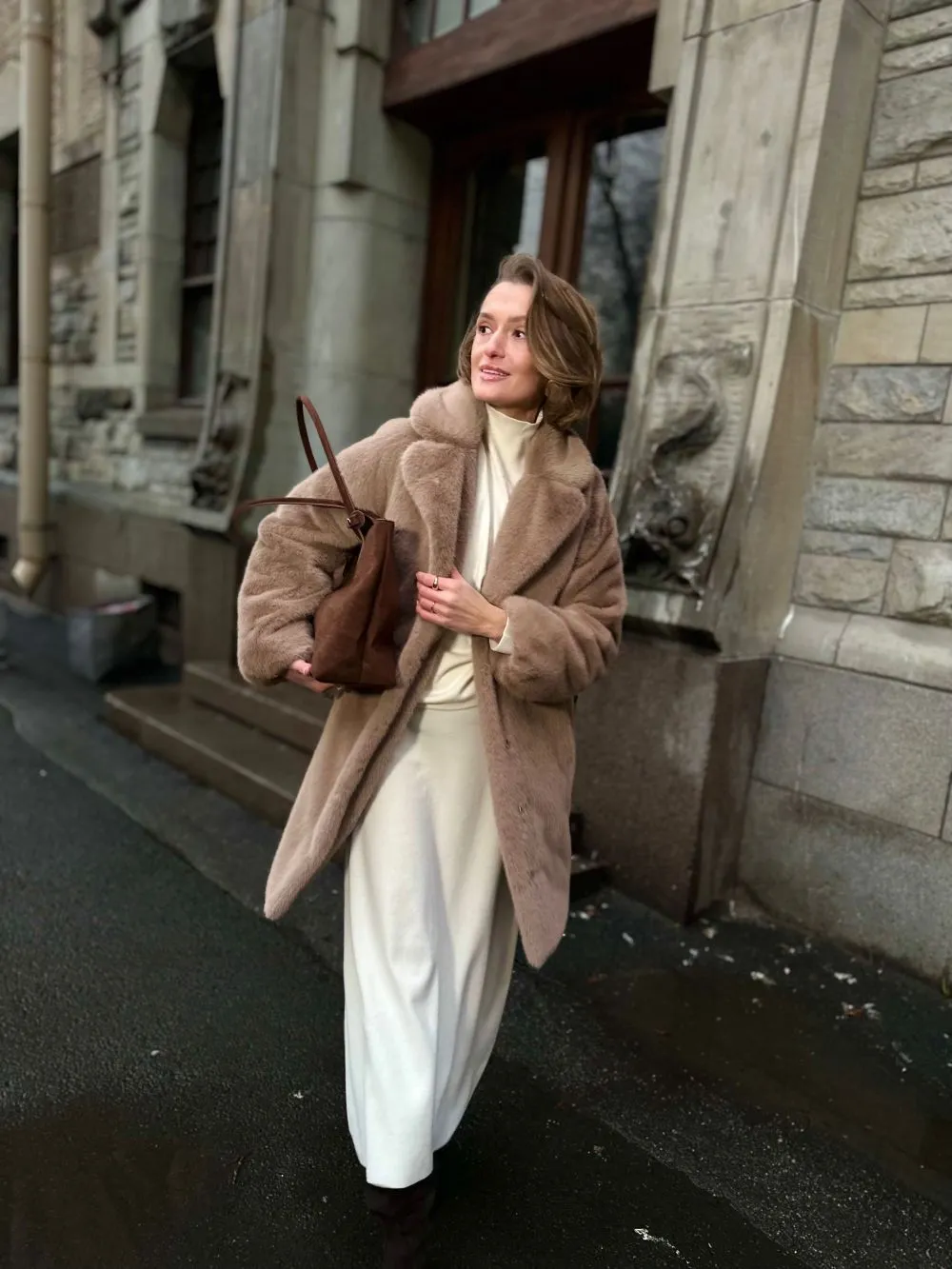 Шуба Faith из искусственного эко меха от ANSE, Мокко цвет, размер S, M, L, XL, , .