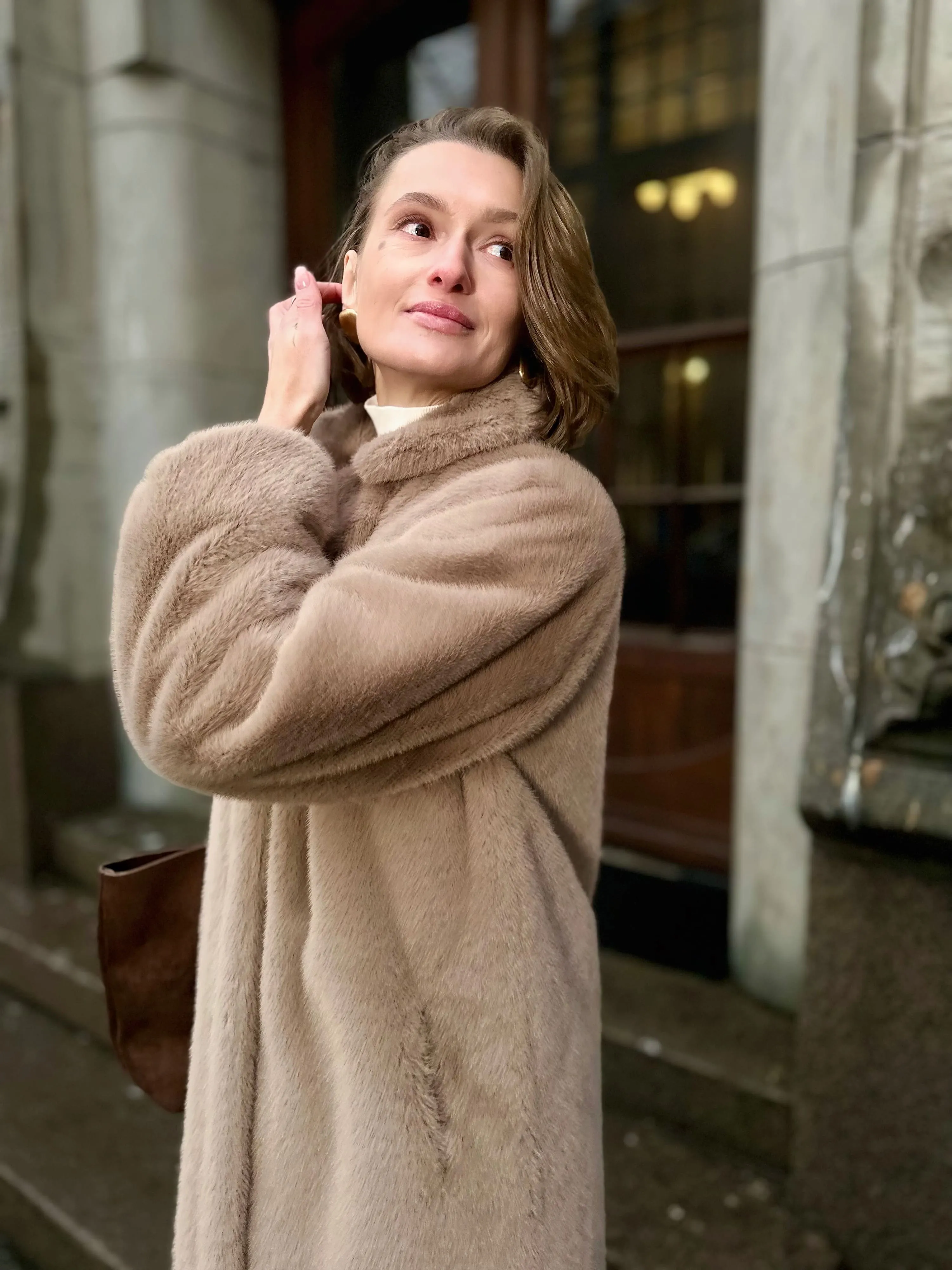 Шуба Faith из искусственного эко меха от ANSE, Мокко цвет, размер S, M, L, XL, , .