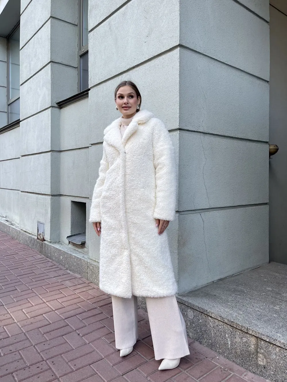 Шуба Marinita из искусственного эко меха от ANSE, Молочный цвет, размер S, M, L, XL, , .