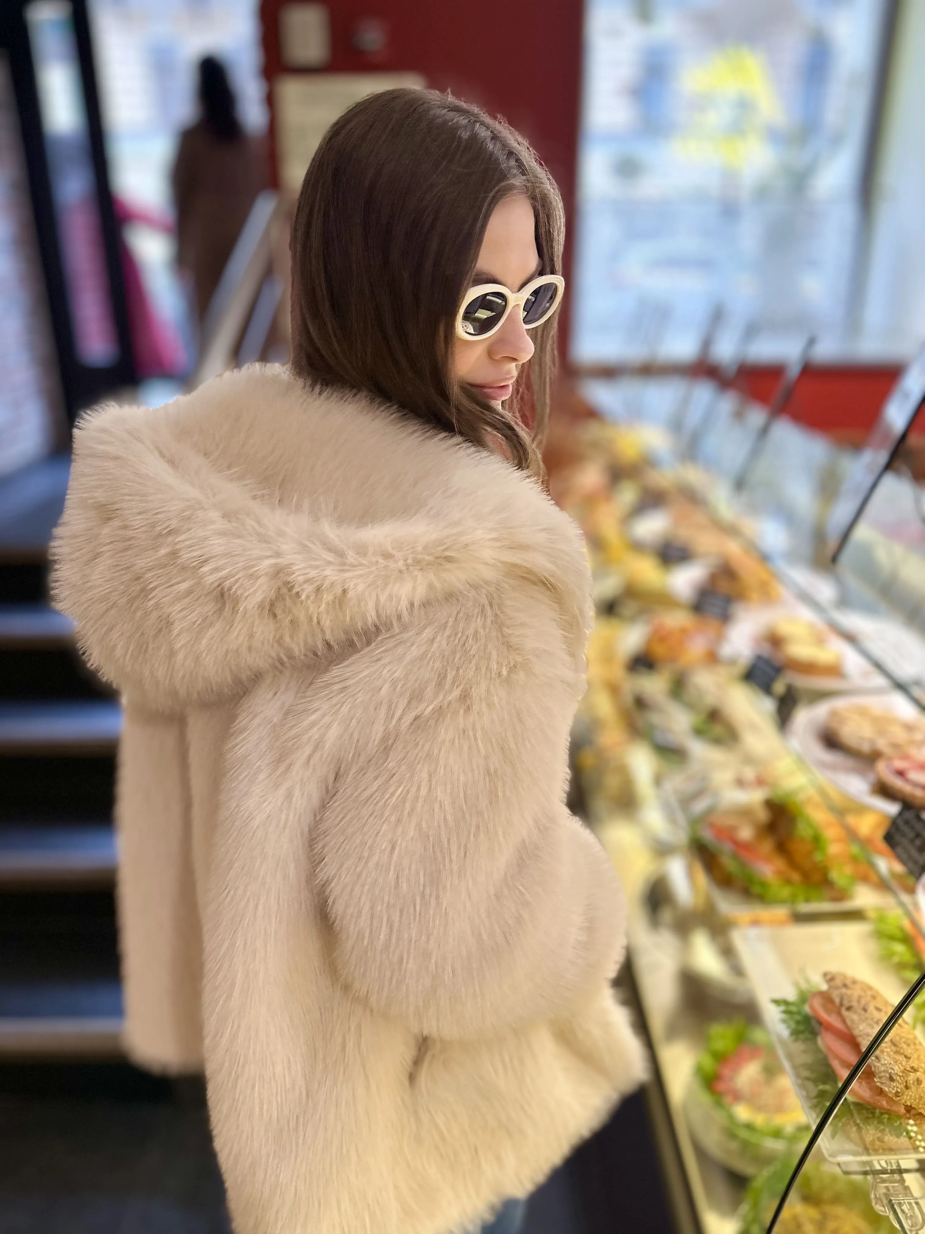 Шуба Bounty из искусственного эко меха от ANSE, Бежевый цвет, размер XS, S, M, L, XL, , .