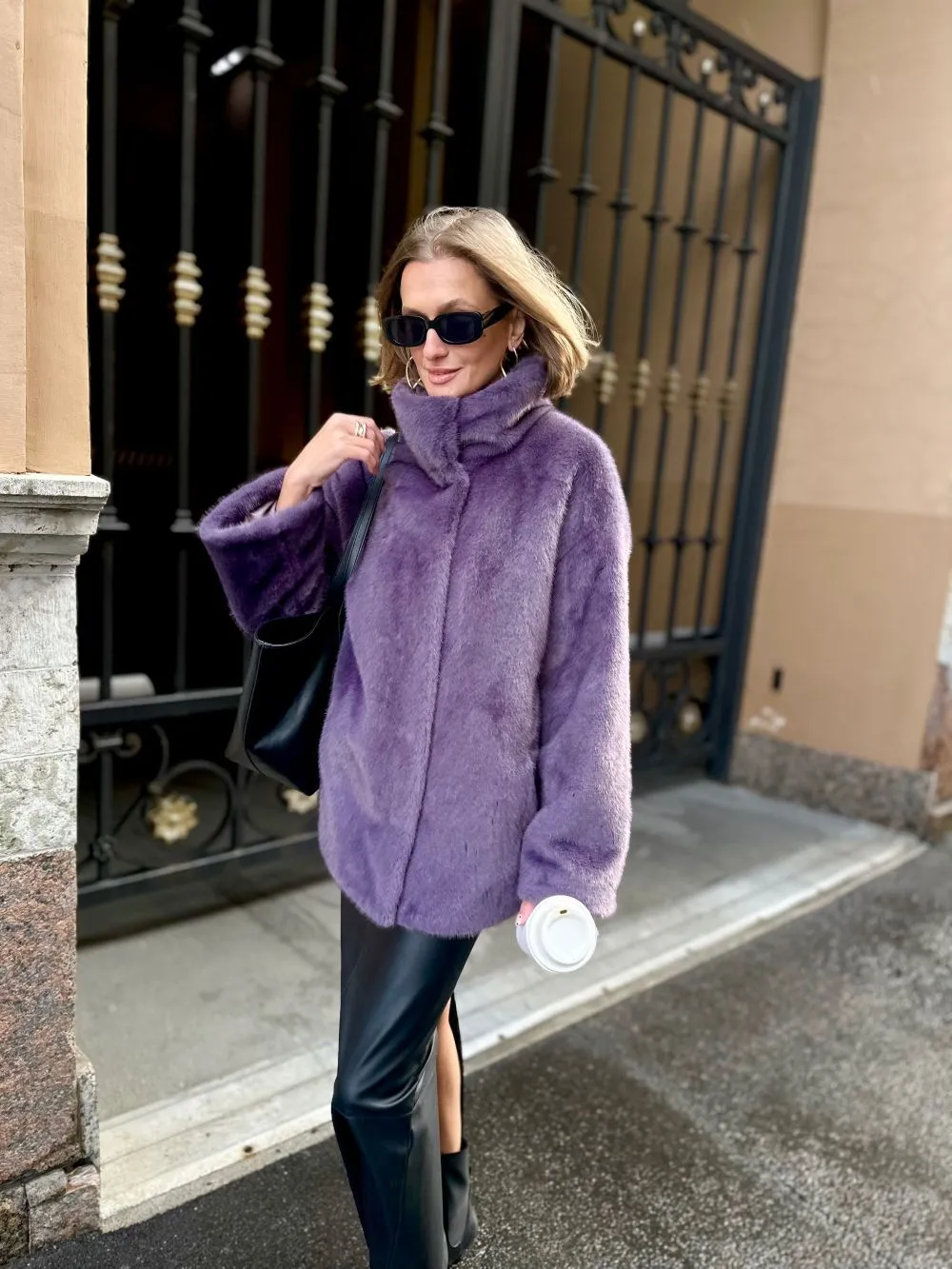 Шуба Accent из искусственного эко меха от ANSE, Сиреневый цвет, размер S, M, L, XL, XXL, , .