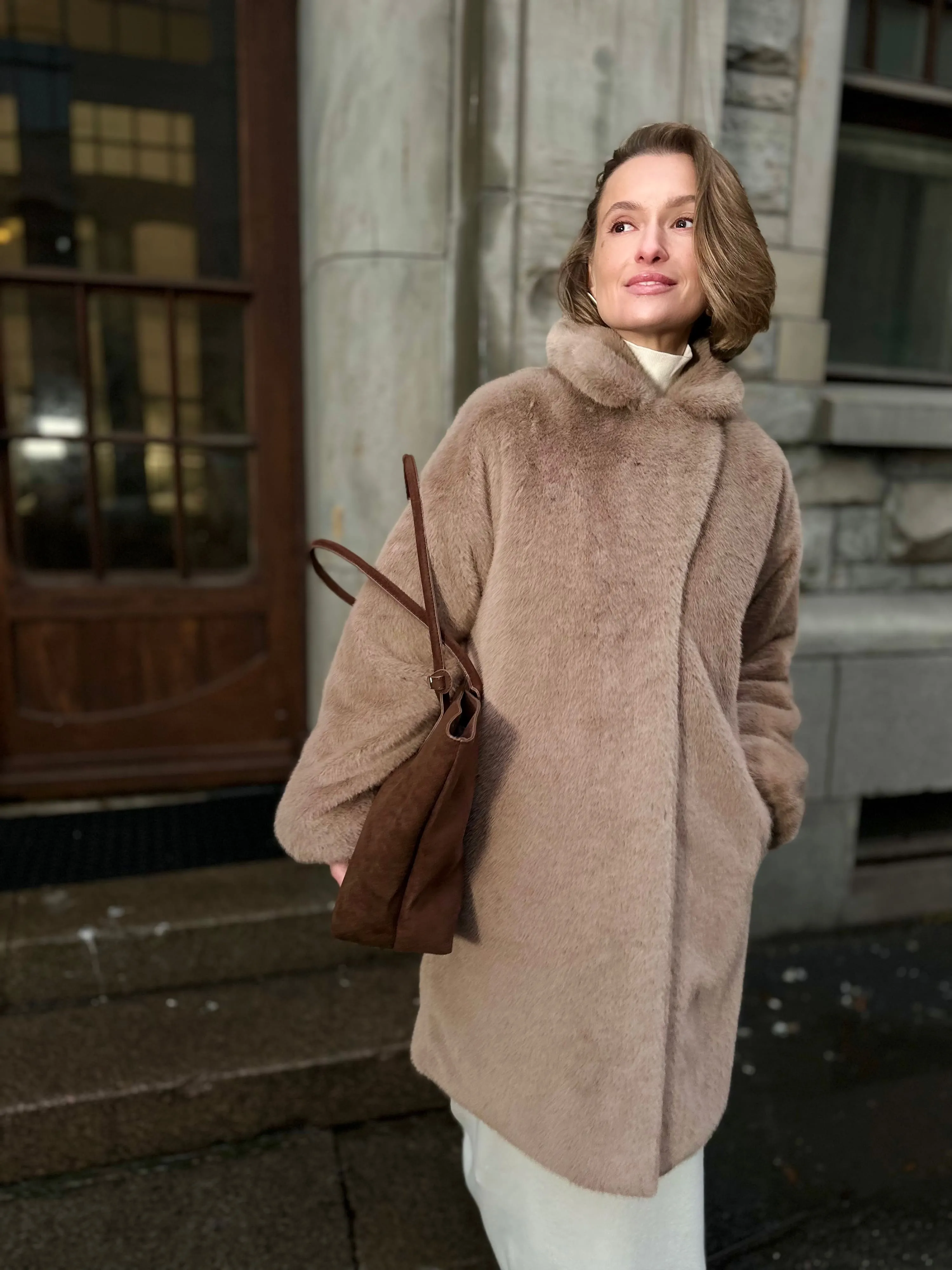 Шуба Faith из искусственного эко меха от ANSE, Мокко цвет, размер S, M, L, XL, , .