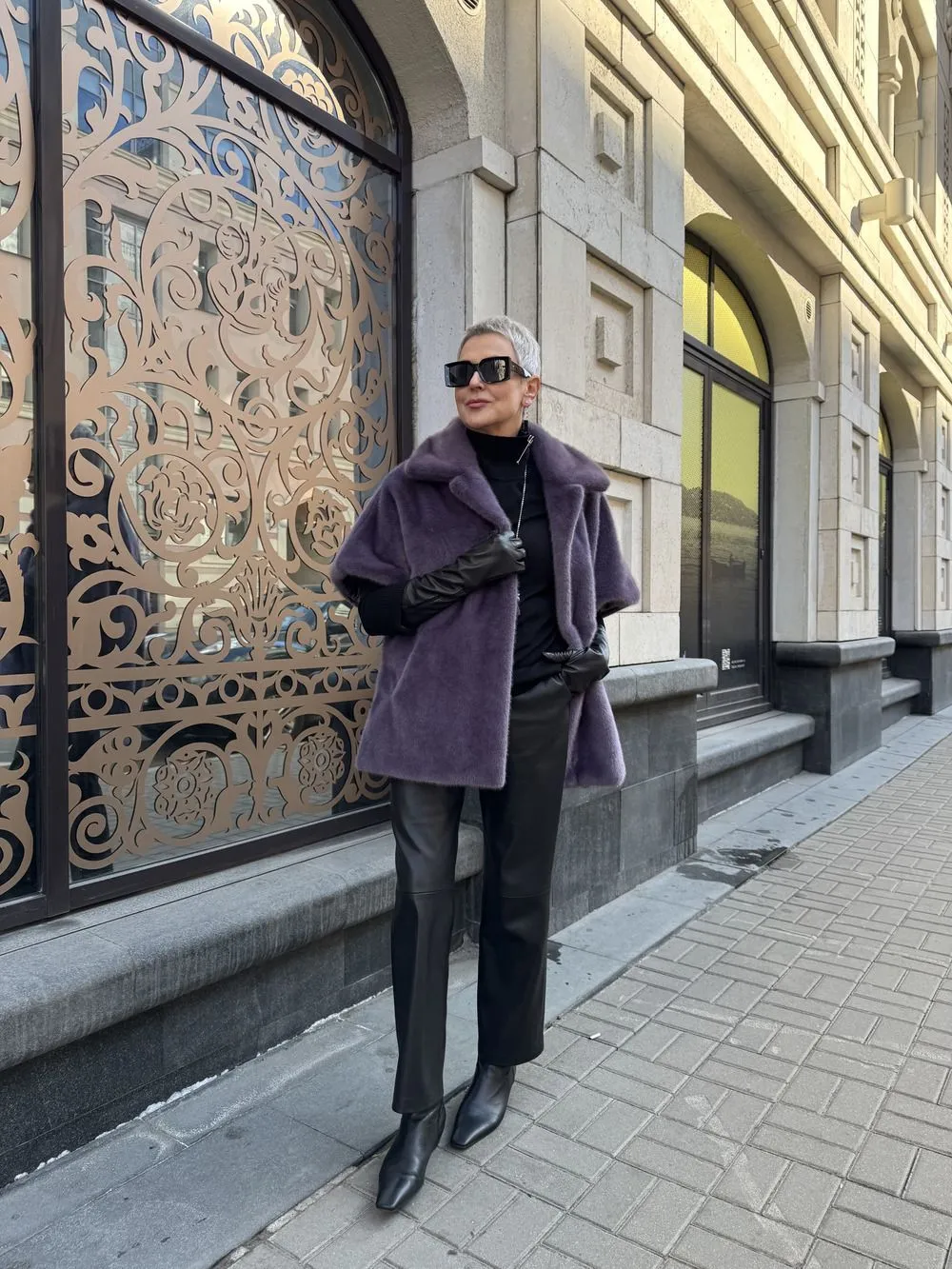 Кейп Lilac из искусственного эко меха от ANSE, Сиреневый цвет, размер S, M, L, , .