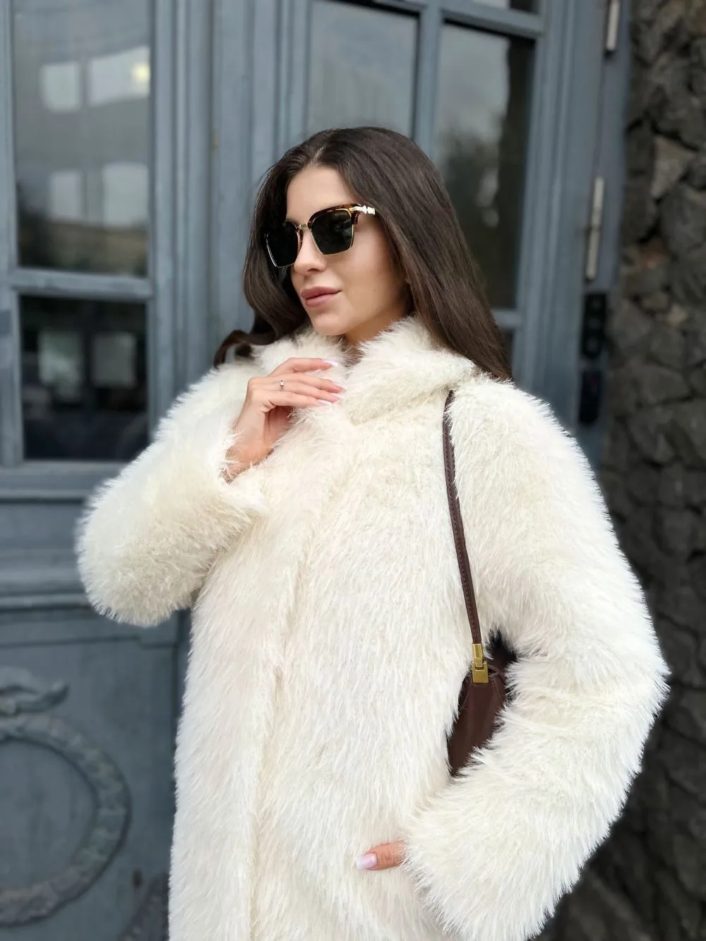 Шуба Ice Cream из искусственного эко меха от ANSE, Молочный цвет, размер XS, S, M, L, XL, , .