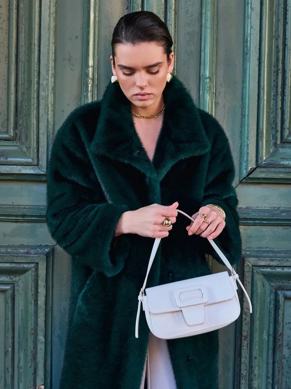 Шуба Удача из искусственного эко меха от ANSE, Изумрудный цвет, размер S, M, L, XL, , .