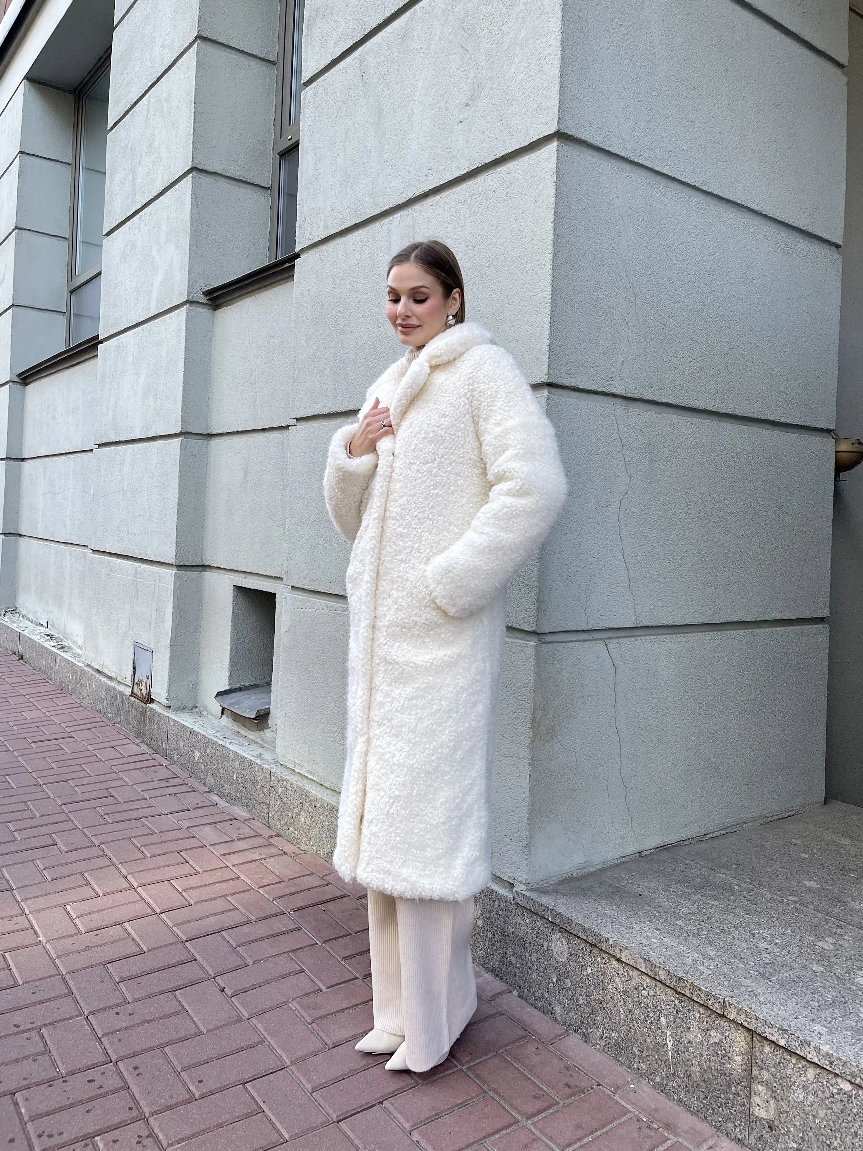 Шуба Marinita из искусственного эко меха от ANSE, Молочный цвет, размер S, M, L, XL, , .